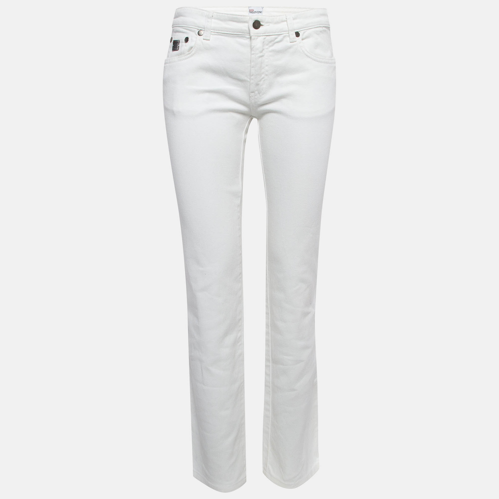 Pre Owned RED Valentino White Denim Straight Leg Jeans M Waist 28"
