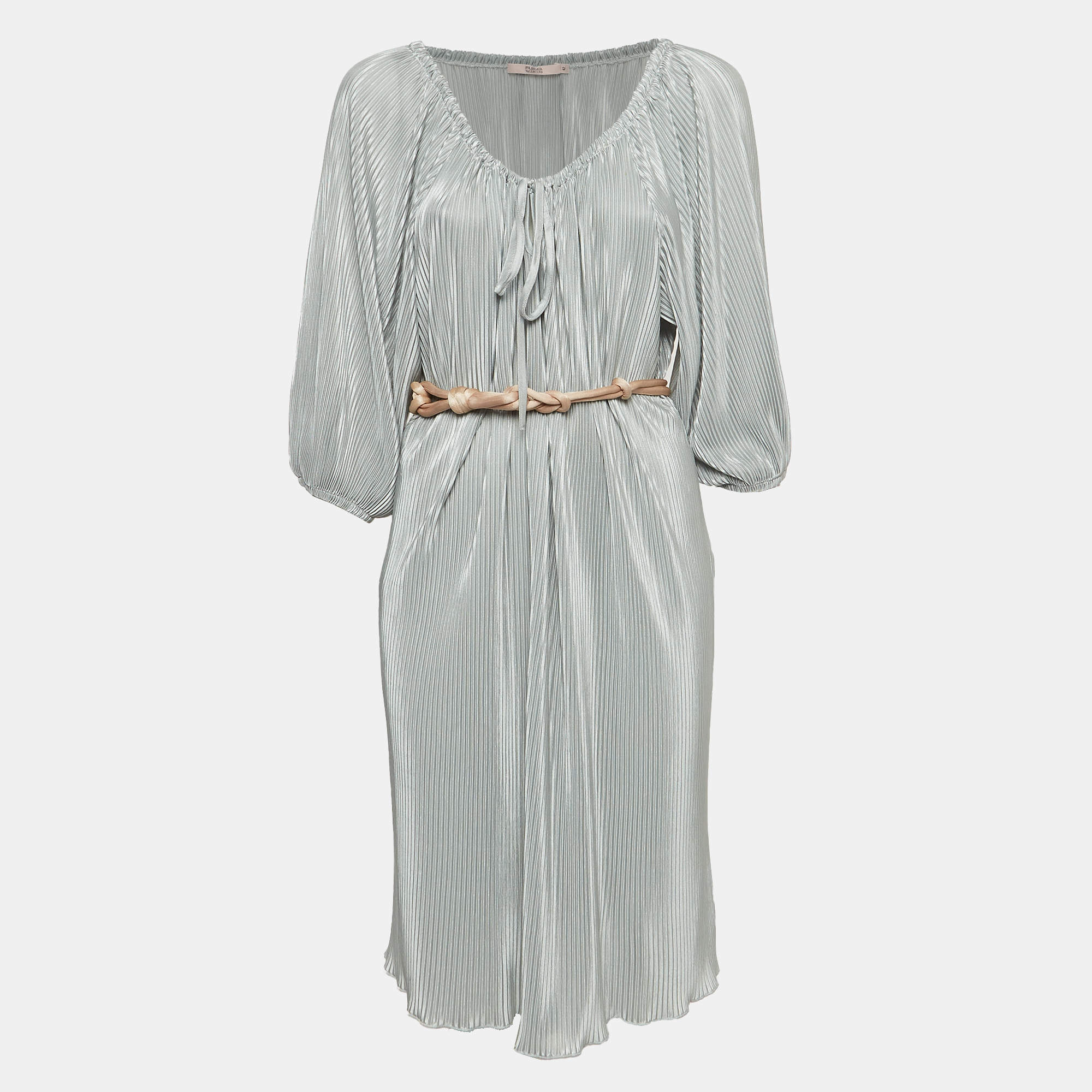 Pre Owned RED Valentino Metallic Crepe Plisse Short Dress M