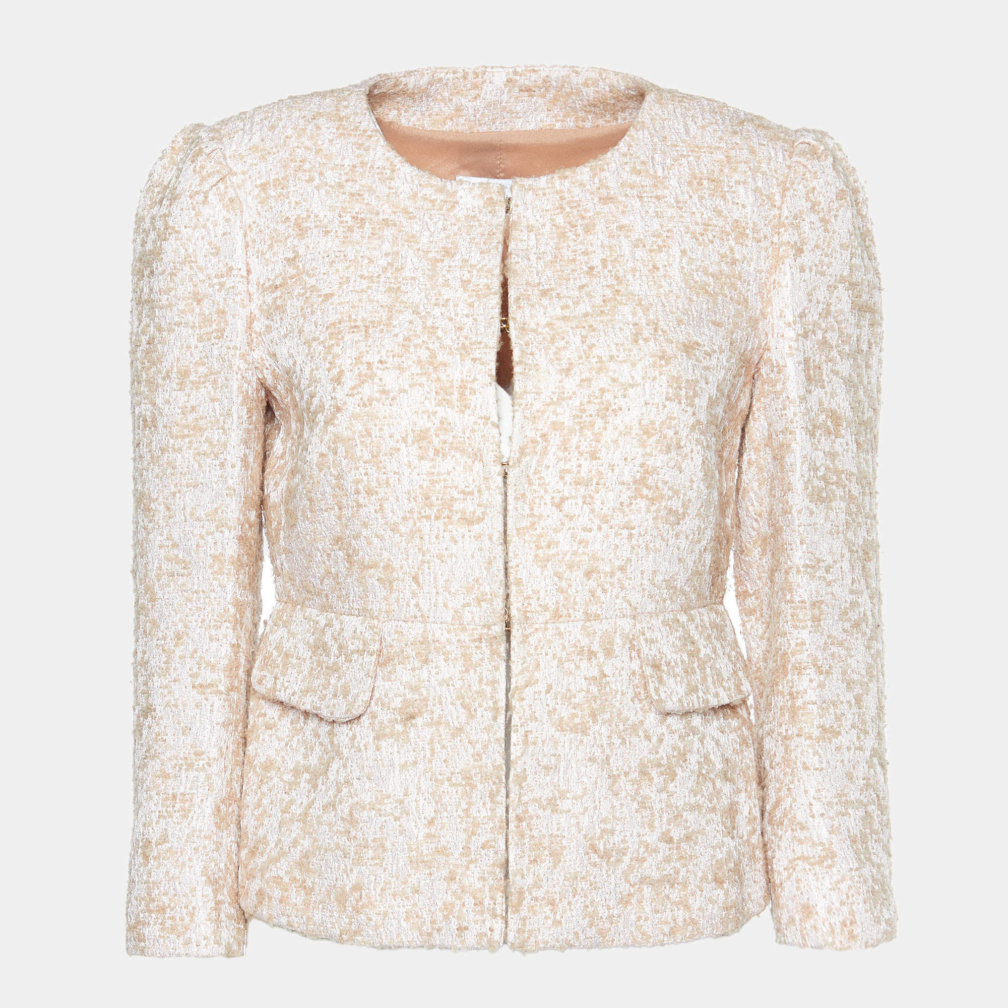 RED Valentino Pink Textured Wool Blend Peplum Jacket M