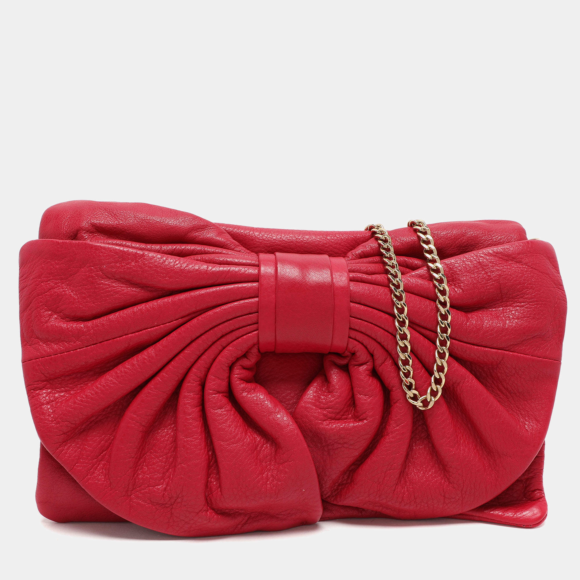 RED Valentino Red Leather Bow Flap Shoulder Bag