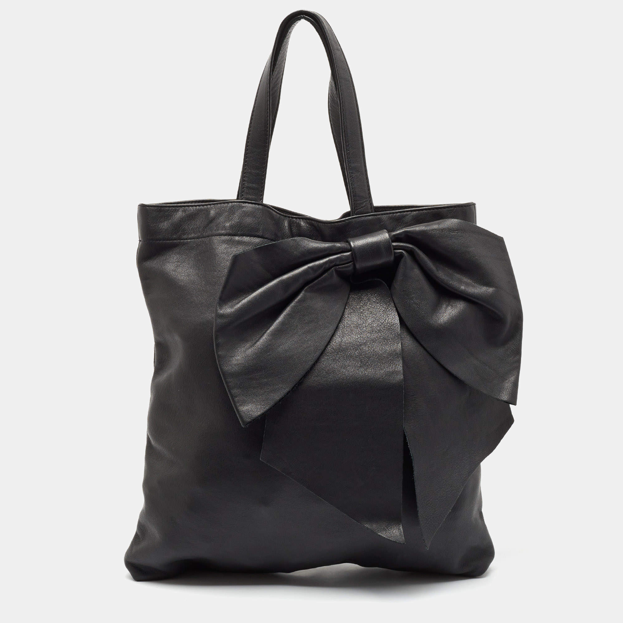 Pre Owned RED Valentino Black Leather Bow Tote