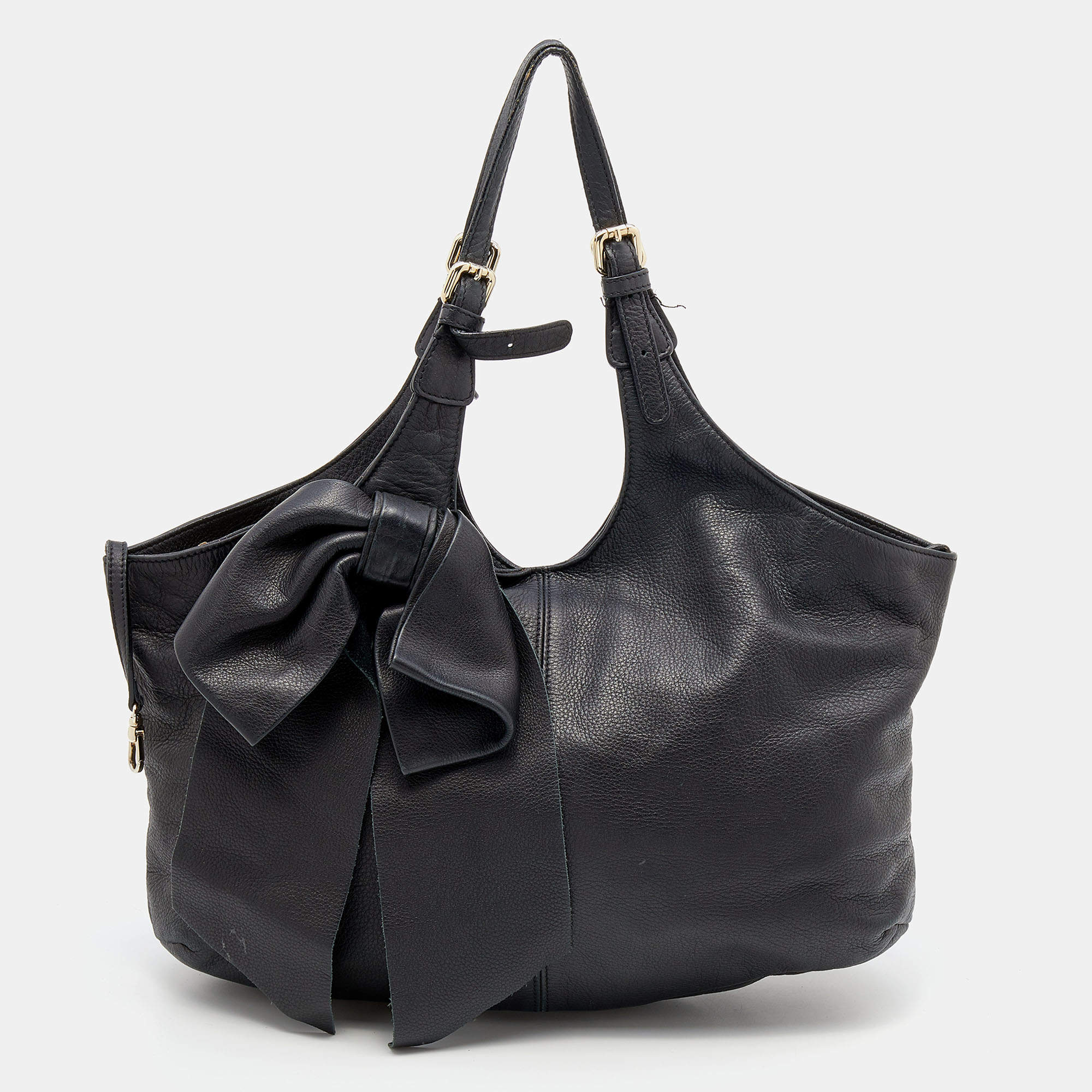 RED Valentino Black Leather Bow Tote 
