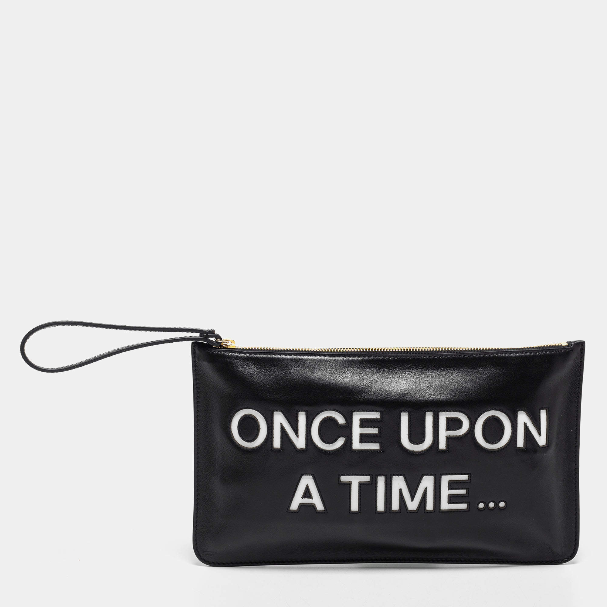 RED Valentino Black Leather Wristlet Clutch