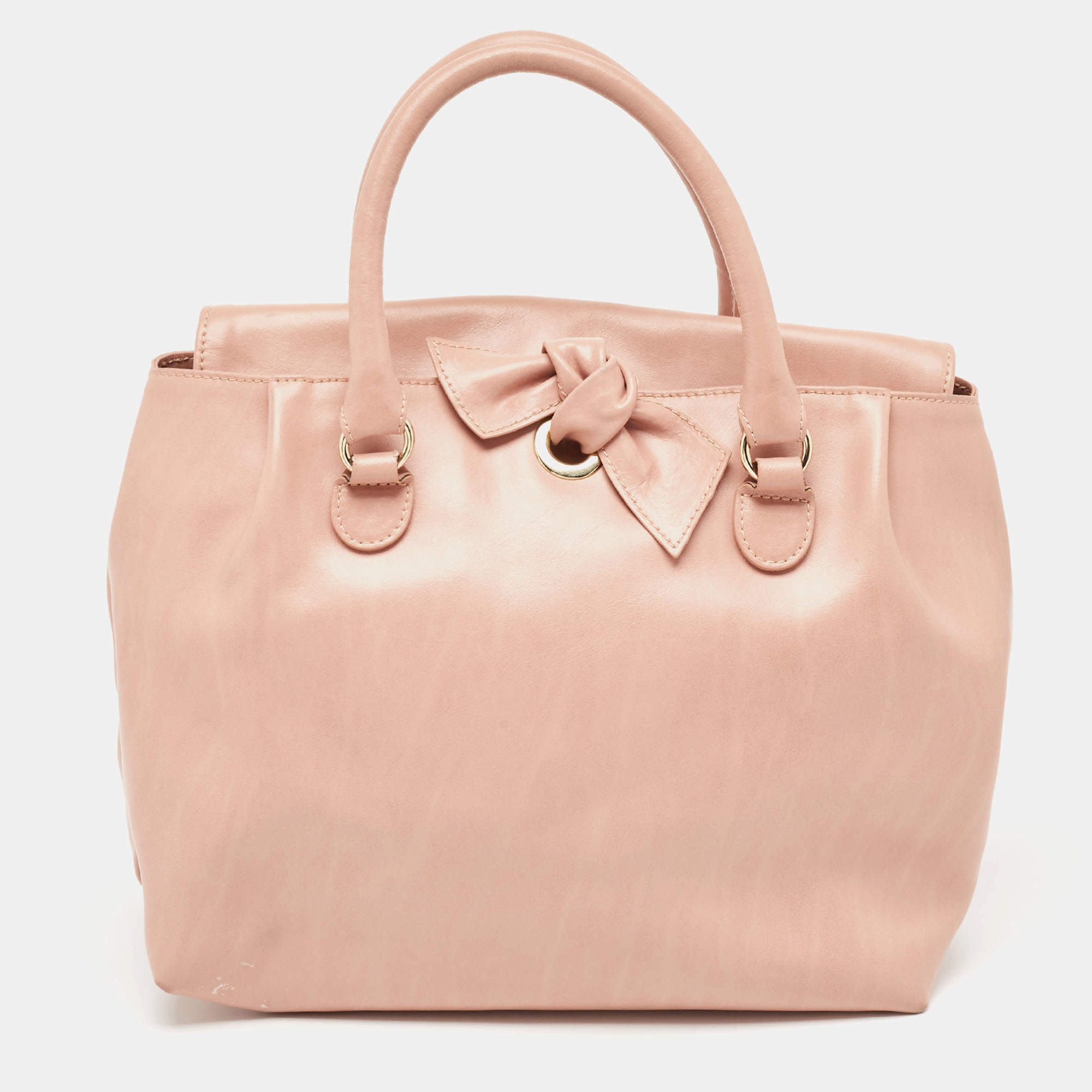 RED Valentino Old Rose Leather Bow Tote