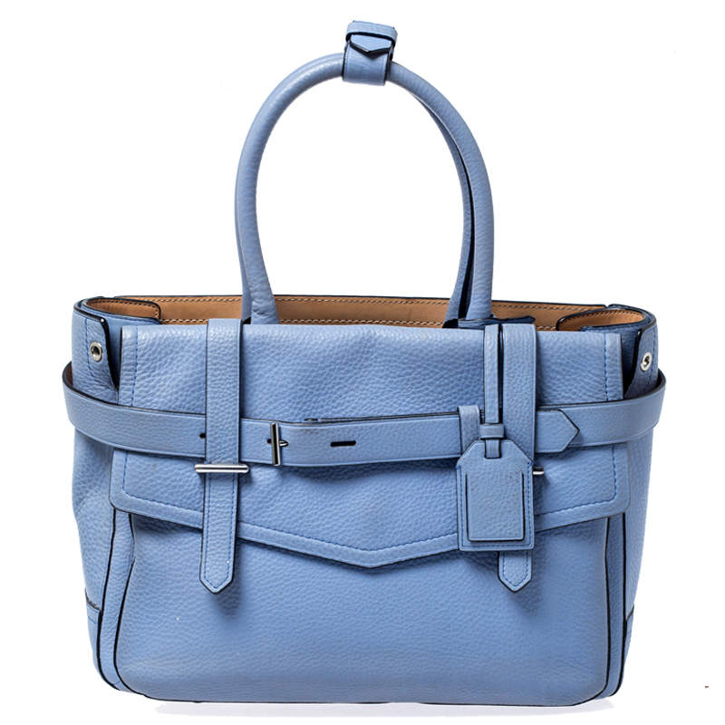 Pre Owned Reed Krakoff Sky Blue Leather Boxer Tote