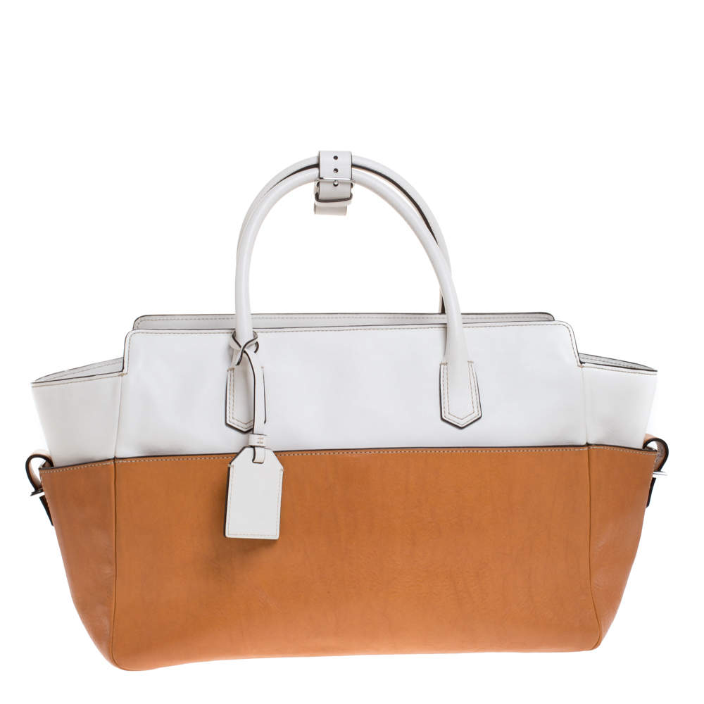 Reed Krakoff Tan/White Leather Atlantique Tote