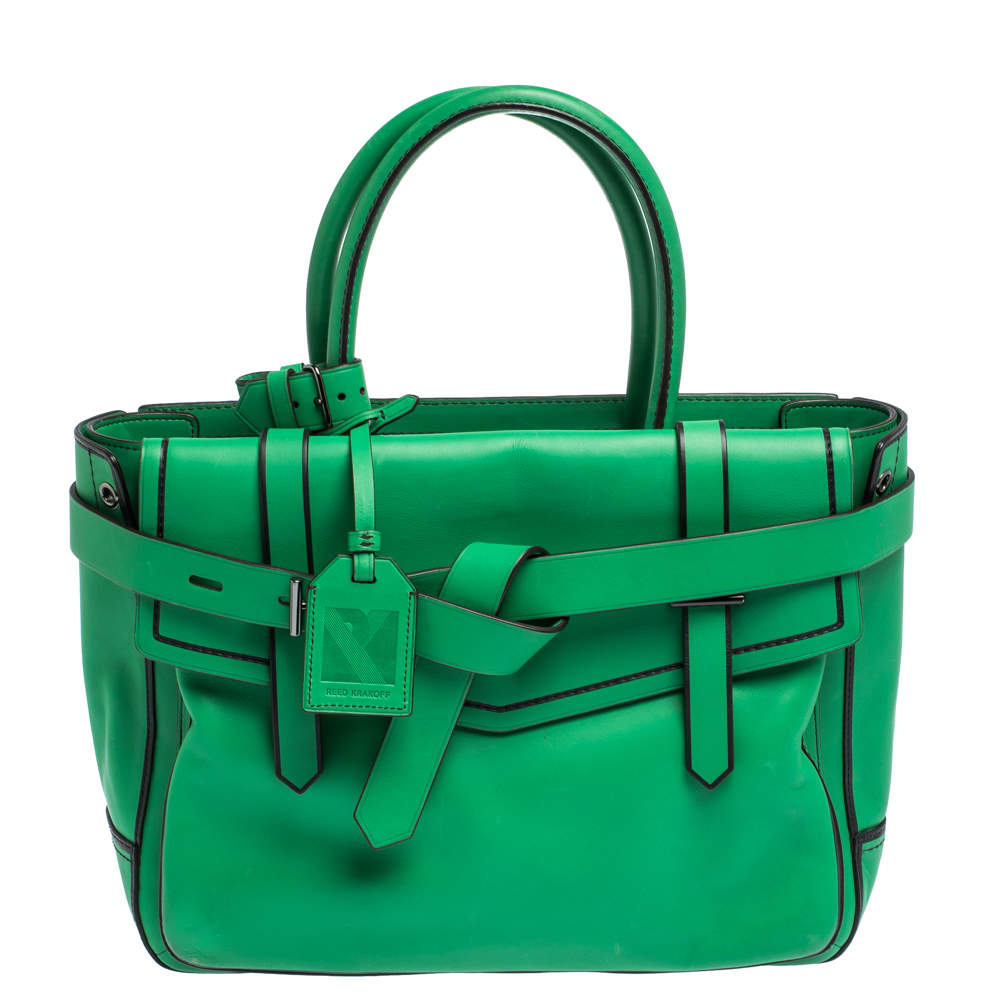 Reed Krakoff Green/Black Leather Boxer Tote
