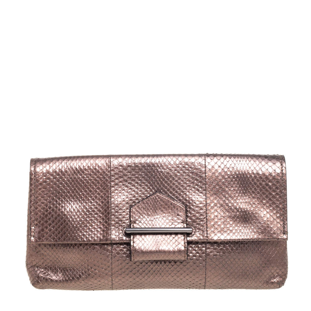 Reed Krakoff Metallic Bronze Python Ayer Standard Clutch