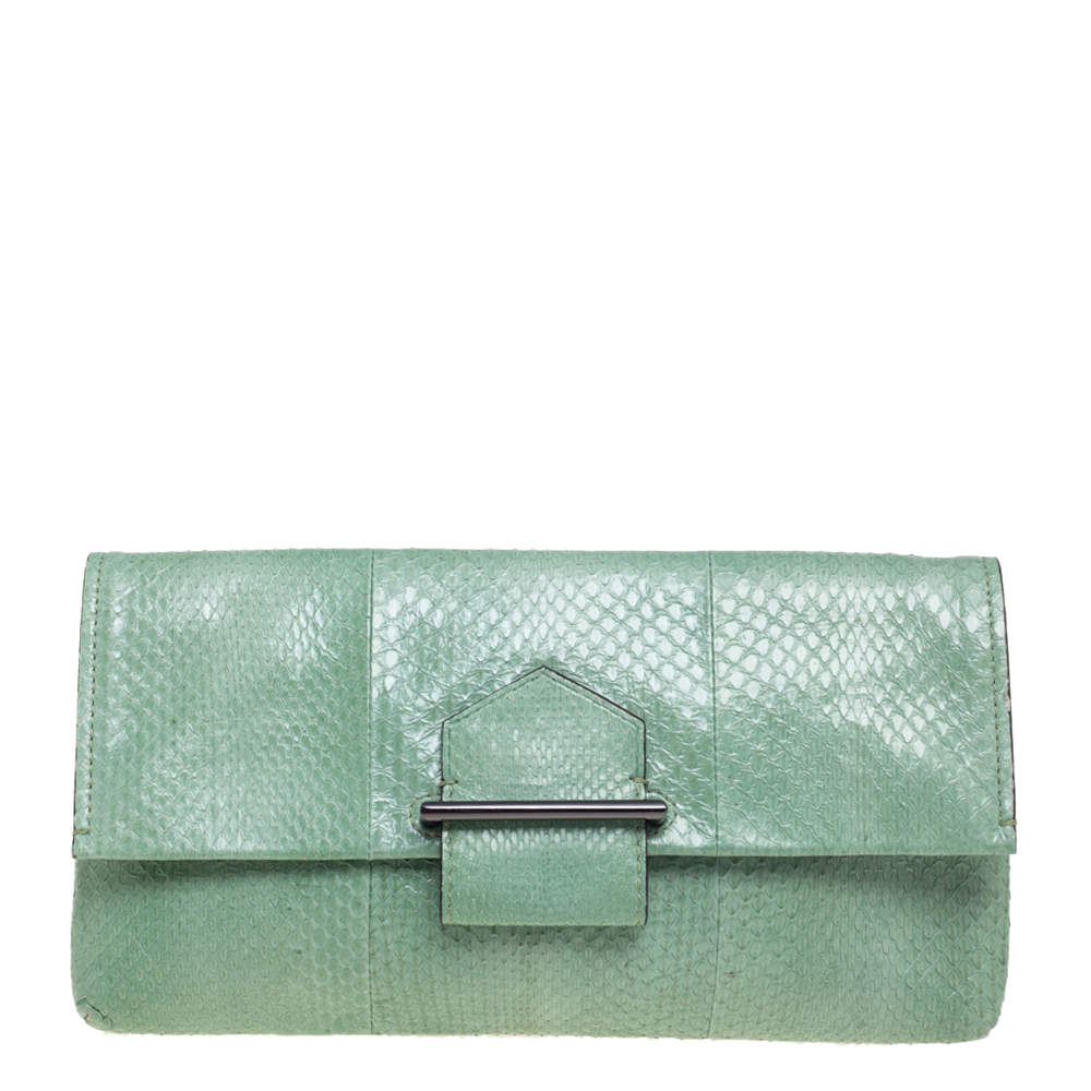 Reed Krakoff Mint Green Python Clutch