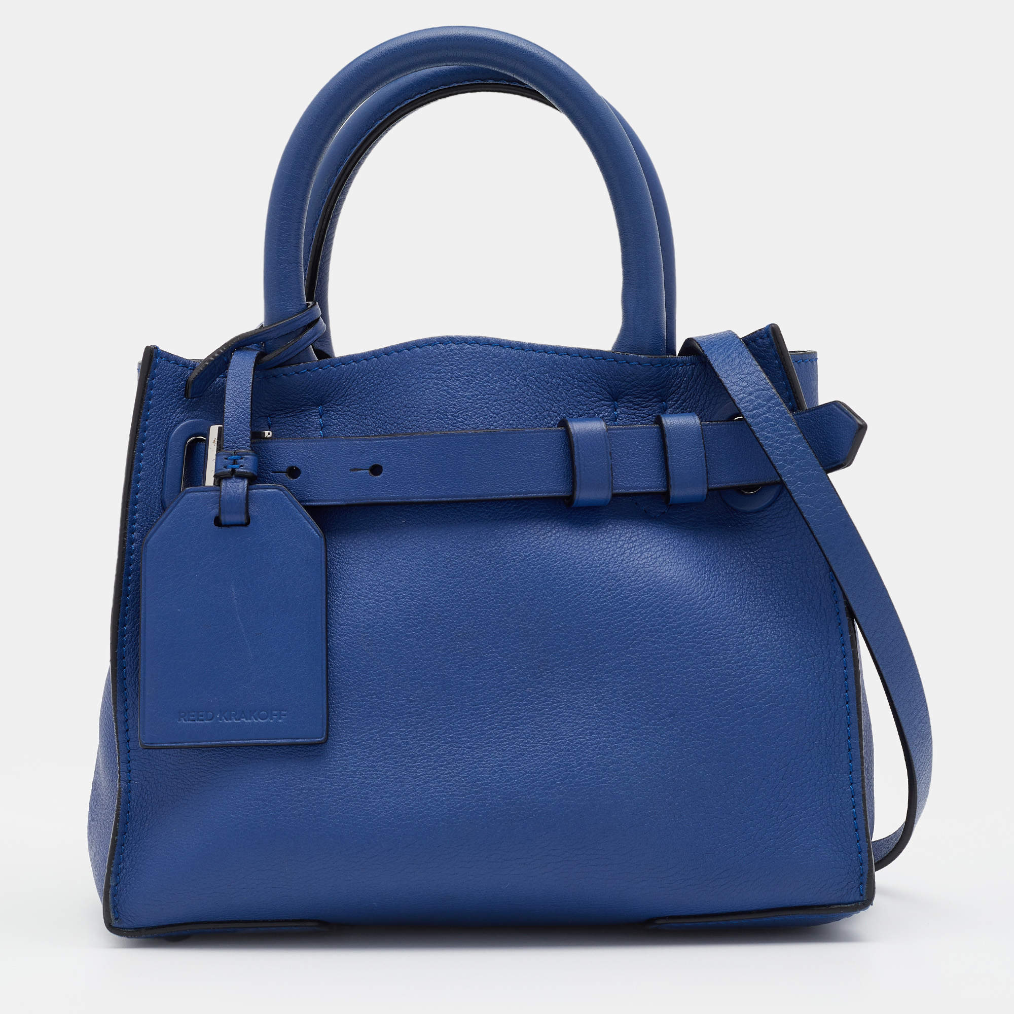 Pre Owned Reed Krakoff Blue Leather Boxer Tote