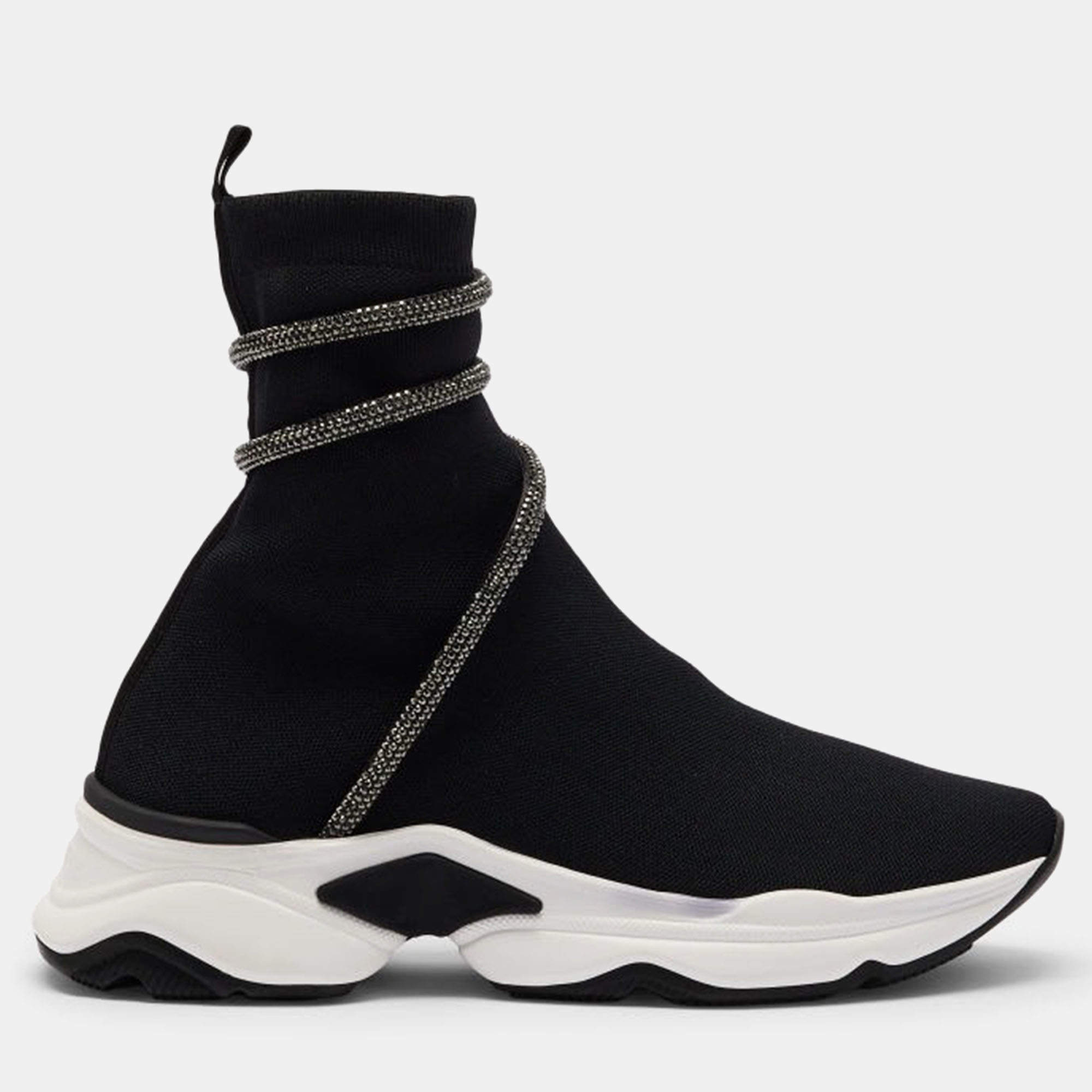 مملوكة مسبقًا Rene Caovilla Cleo Black Knit Sock Sneakers