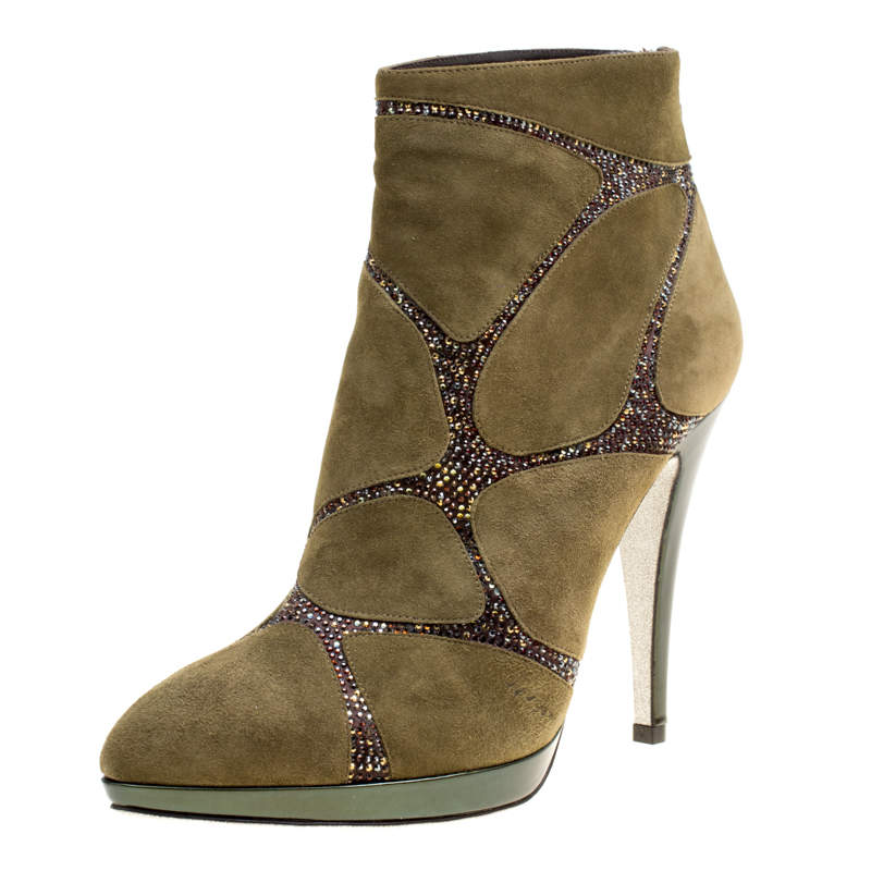 rene caovilla embellished biker leather boots