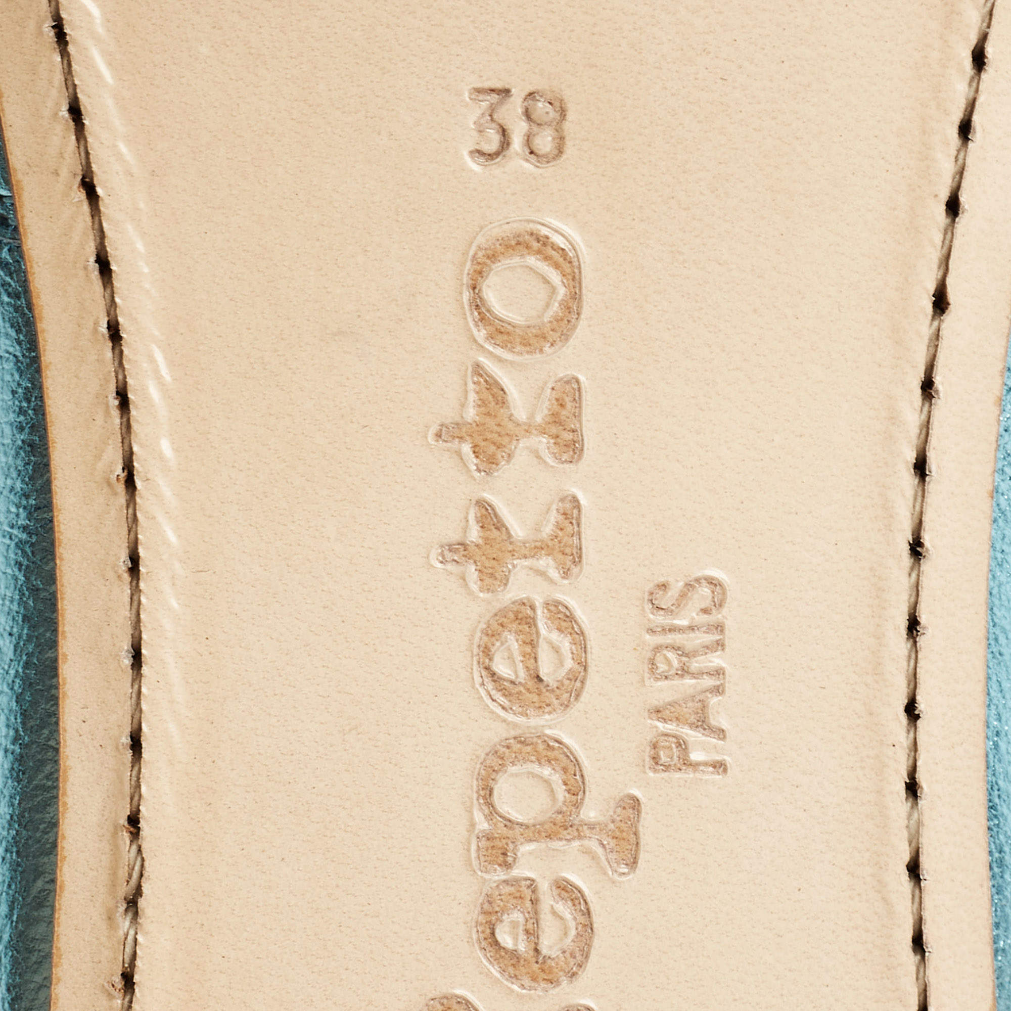 Pre Owned Repetto Metallic Blue Leather Sophia Ballet Flats Size 38