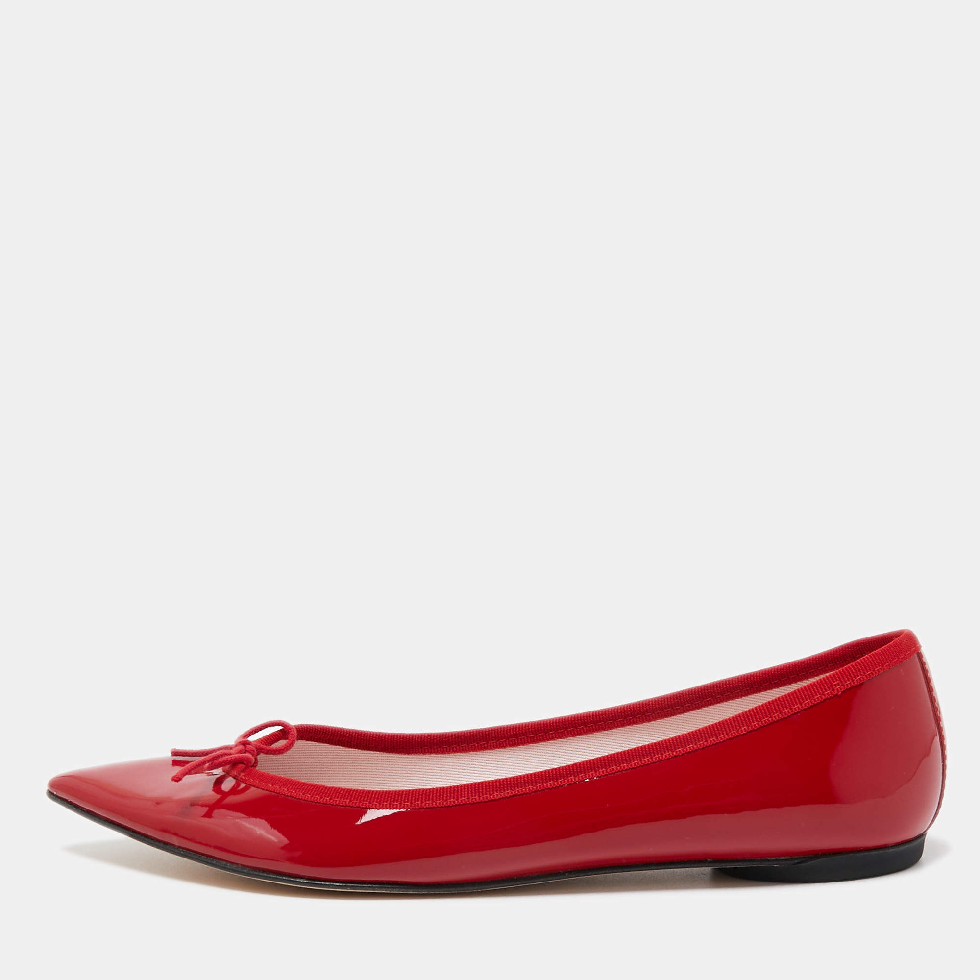 Repetto Red Patent Leather Bow Ballet Flats Size 42