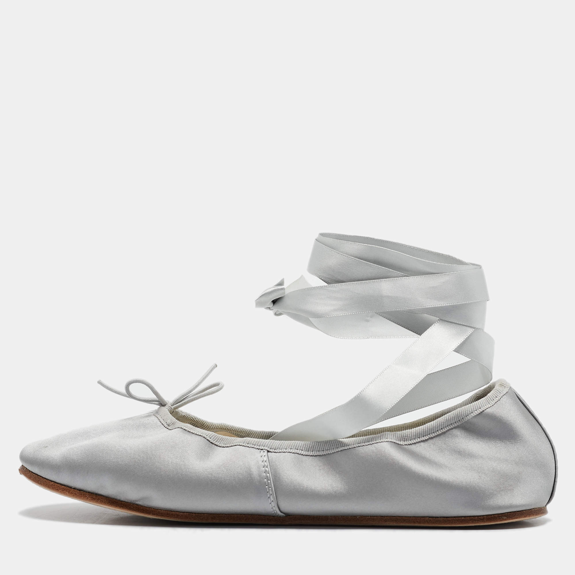 Repetto Grey Satin Sophia Ballet Flats Size 40