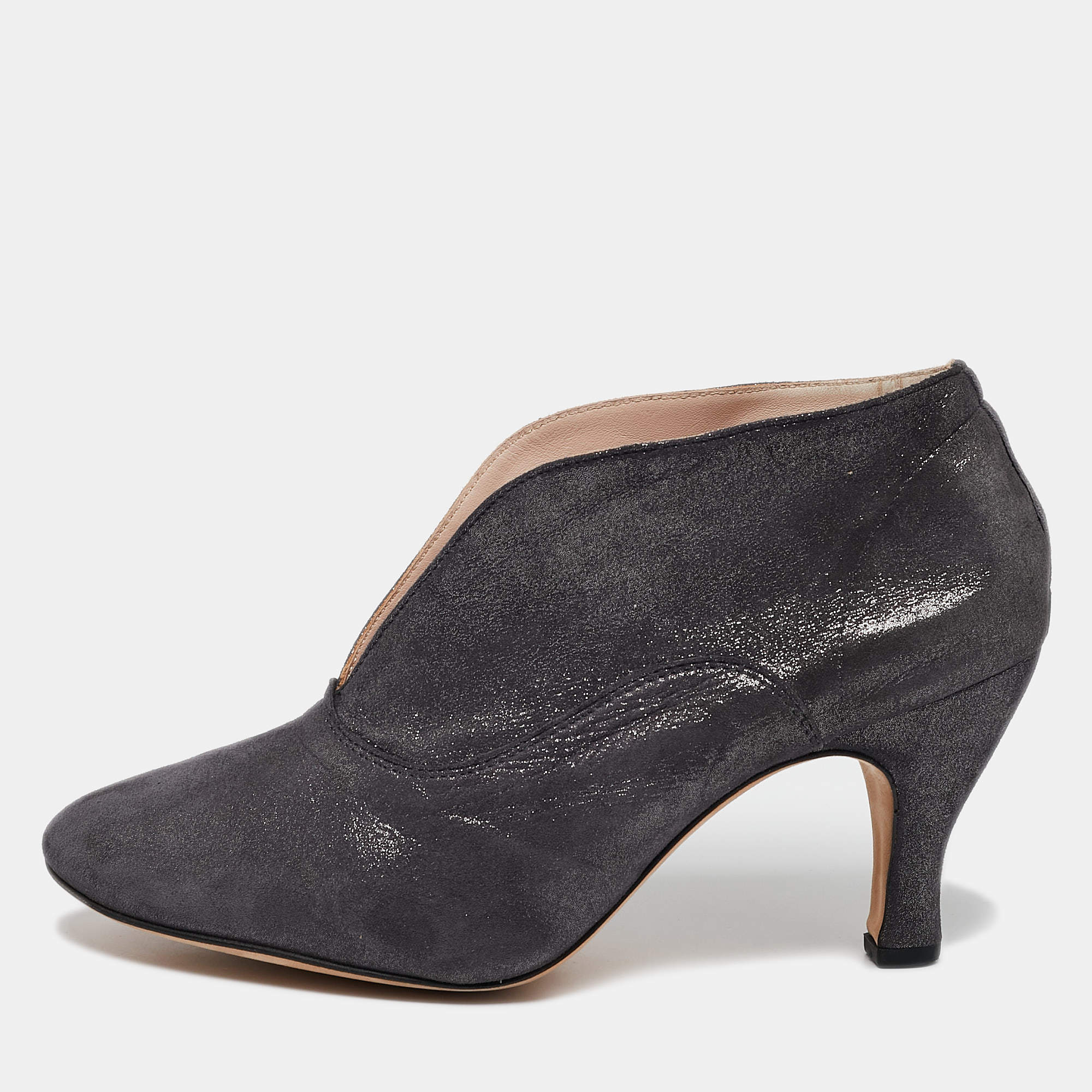 Repetto Metallic Grey Suede Ankle Booties Size 40