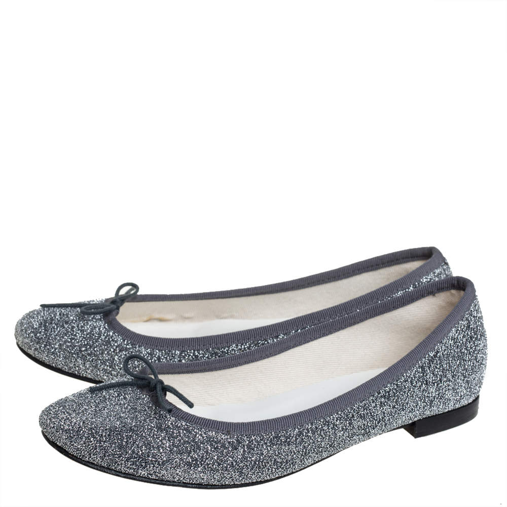 Pre Owned Repetto Glitter Fabric Ballet Flats Size 37