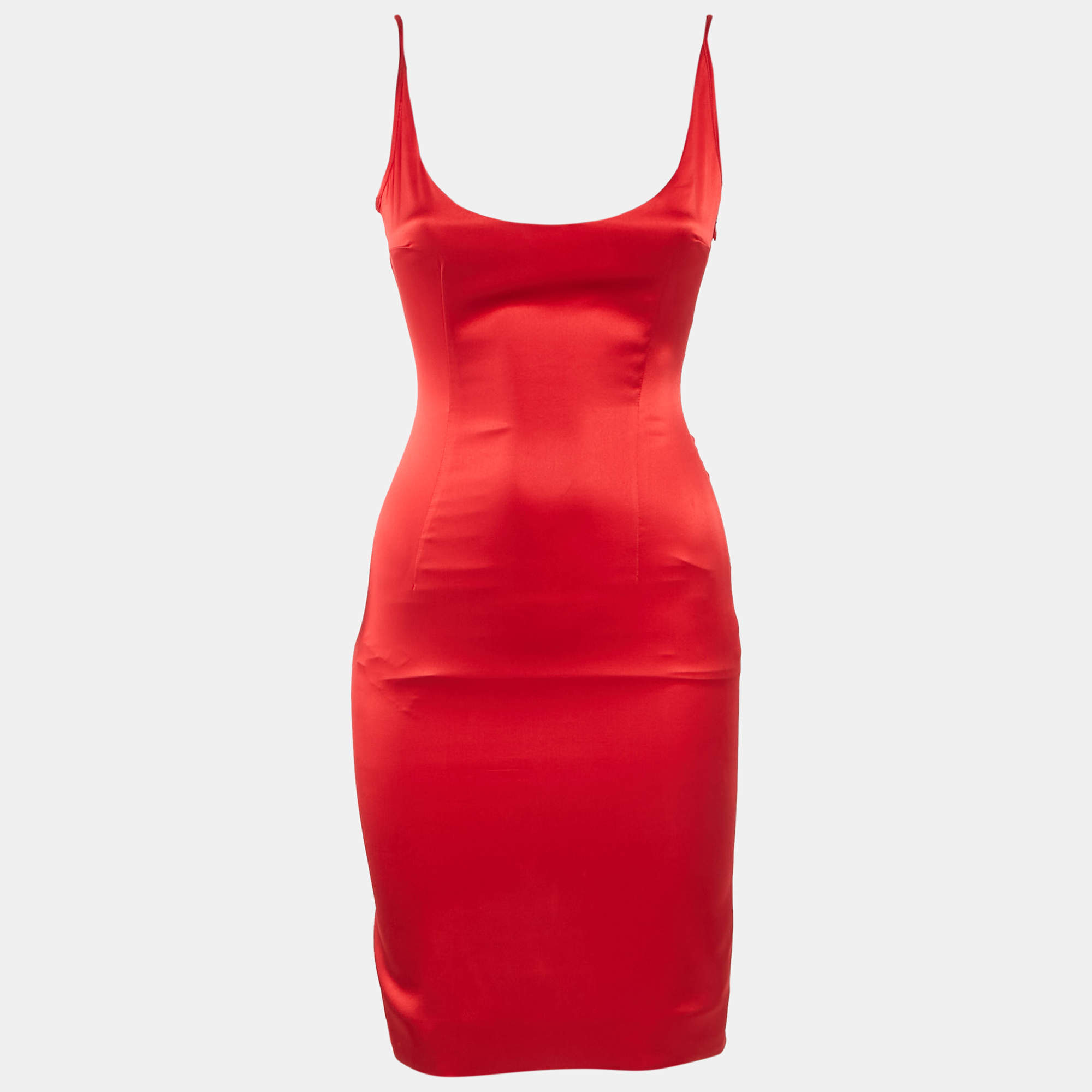 Pre Owned Retrofete Red Satin Silk Aries Dress XS