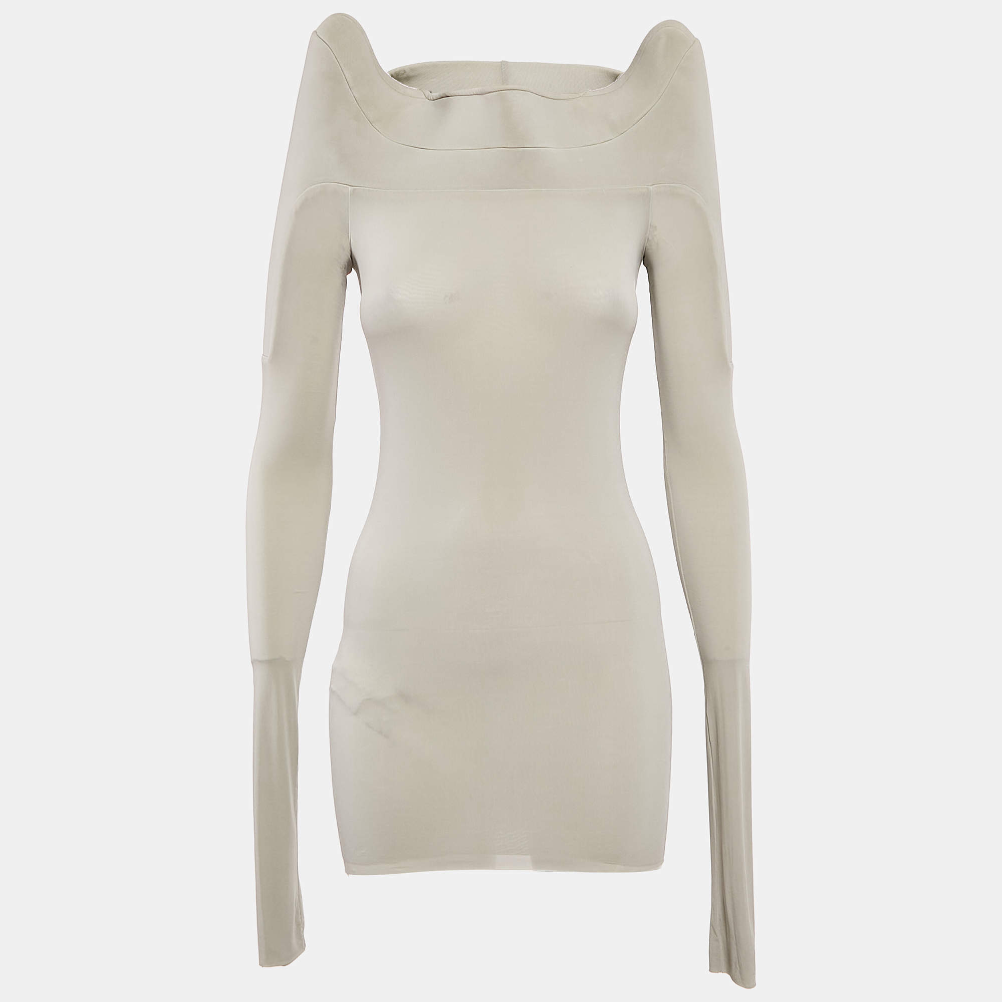 Rick Owens Grey Jersey Detail Shoulder Long Sleeve Top M