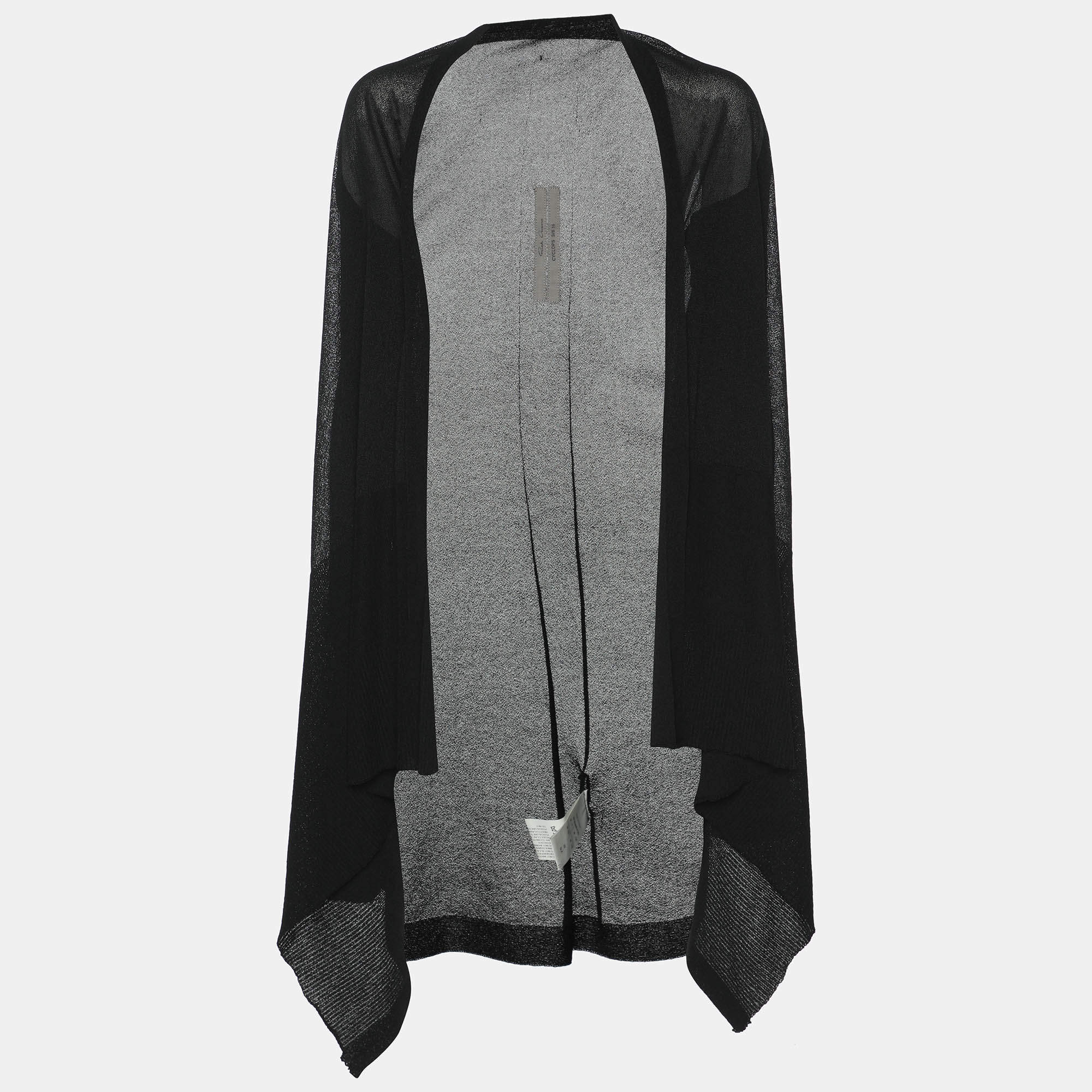 Rick Owens Black Stretch Knit Cardigan M