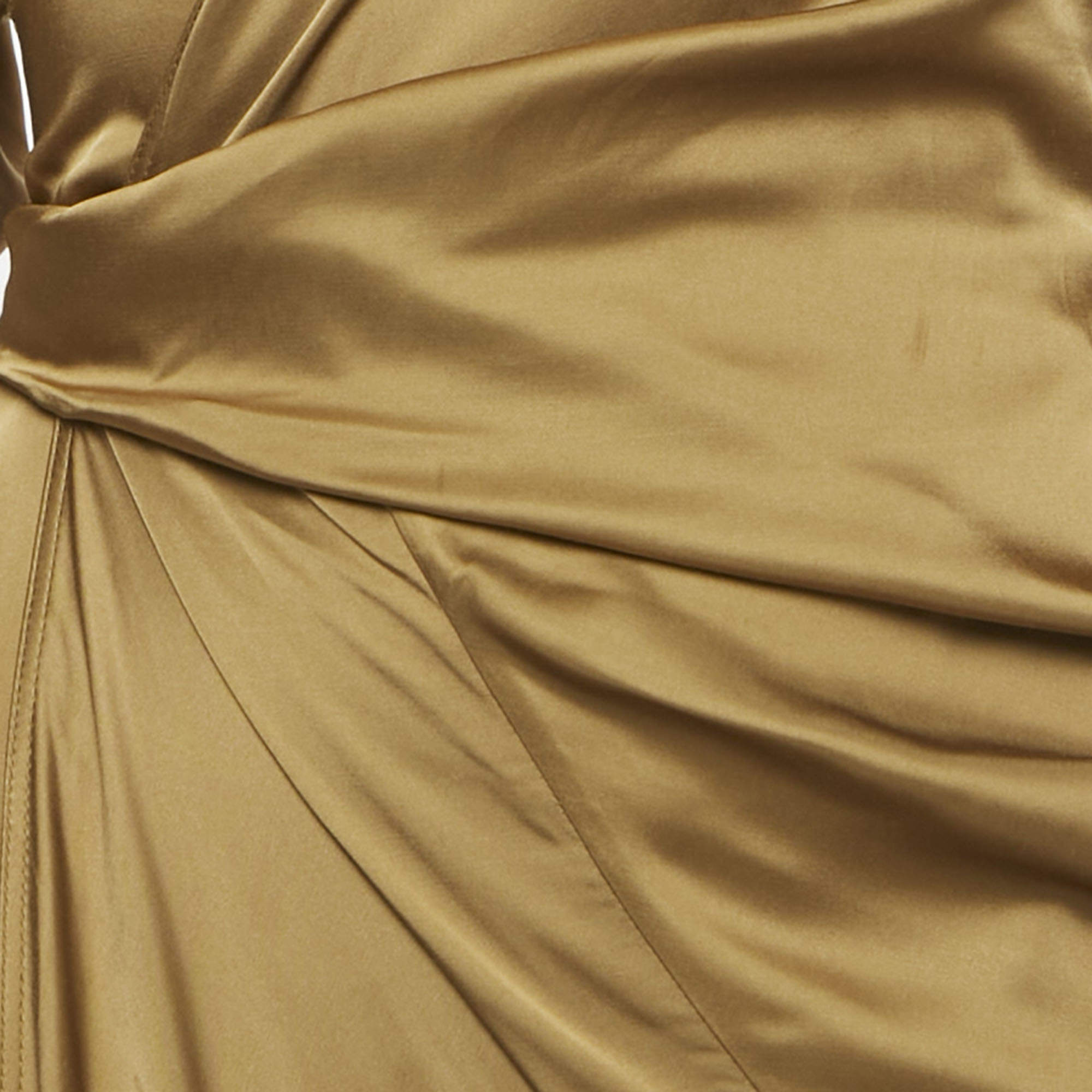 Rick Owens Honey Brown Satin Long Wrap Dress M Rick Owens | TLC