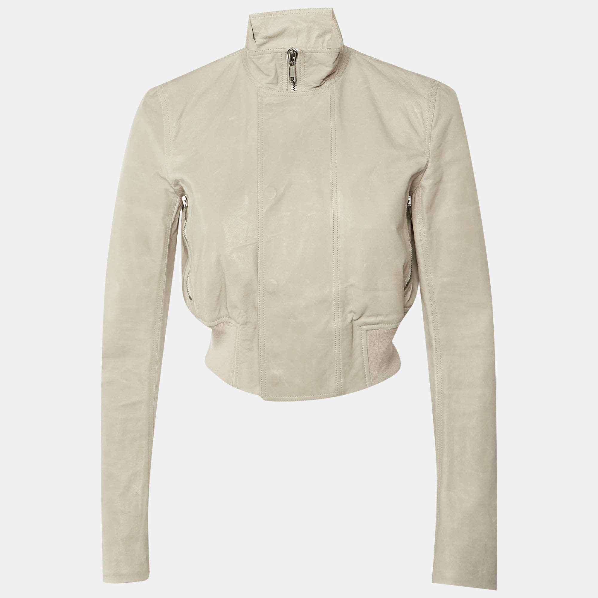 Pre Owned Rick Owens Beige Kangaroo Leather Jacket M