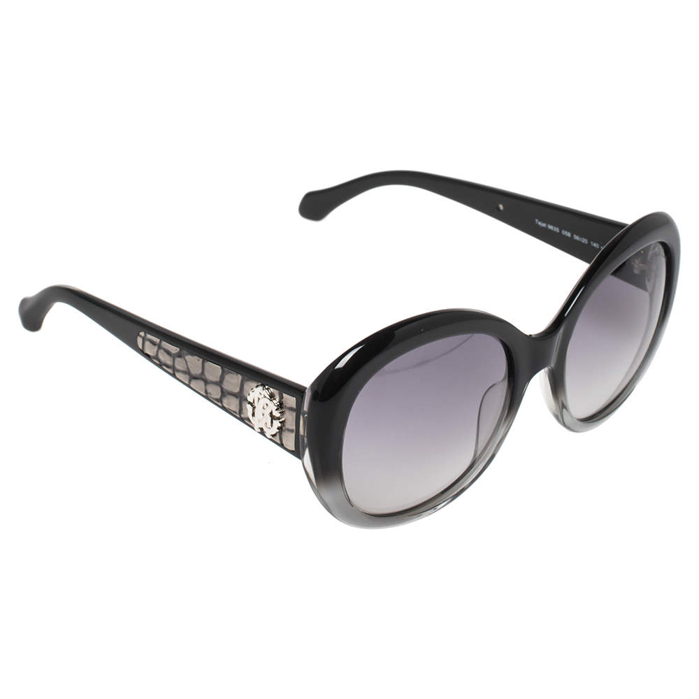 Pre Owned Roberto Cavalli Black/Grey Gradient Tejat RC983S Oversized Sunglasses
