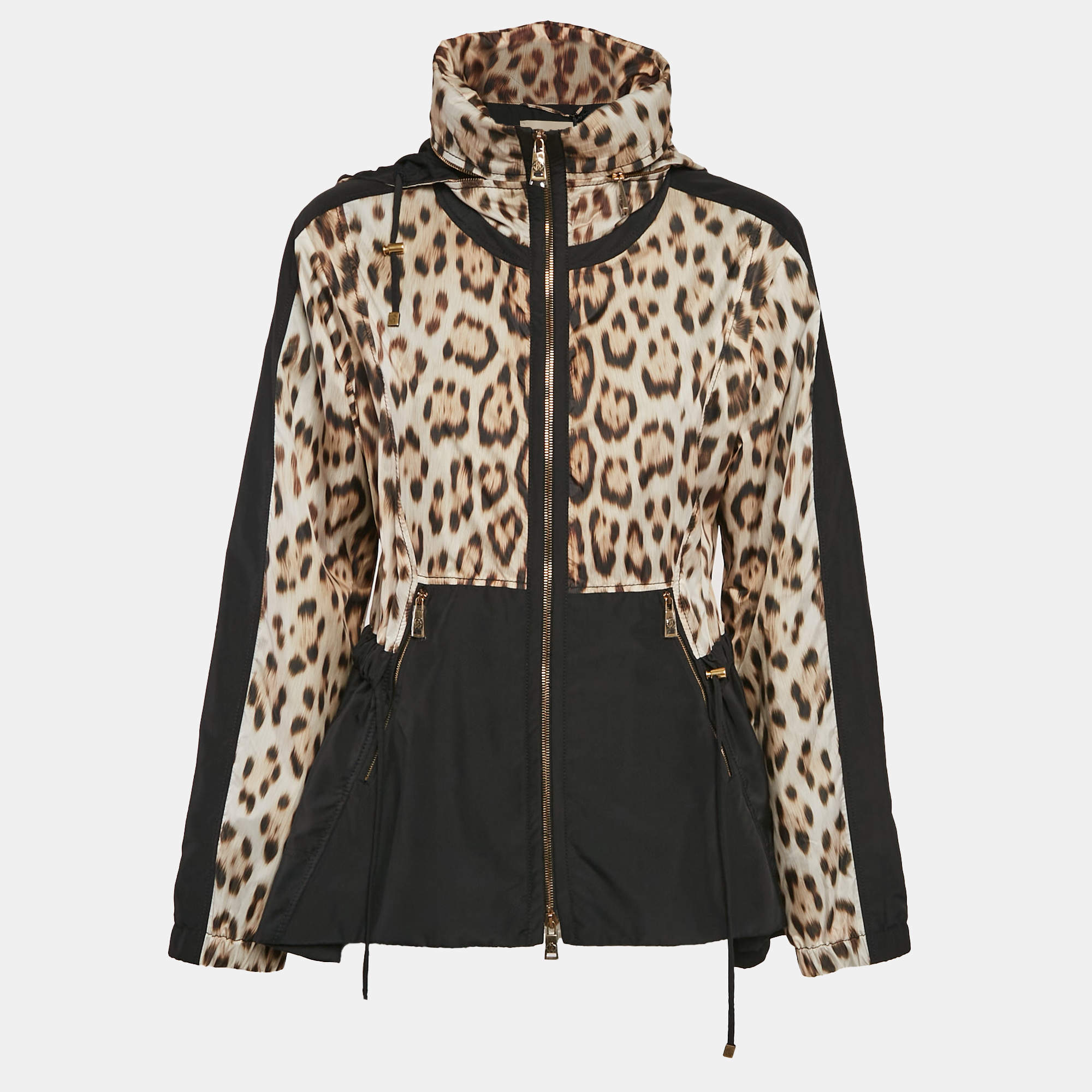 Pre Owned Roberto Cavalli Black Jaguar Print Synthetic Heritage Jacket M