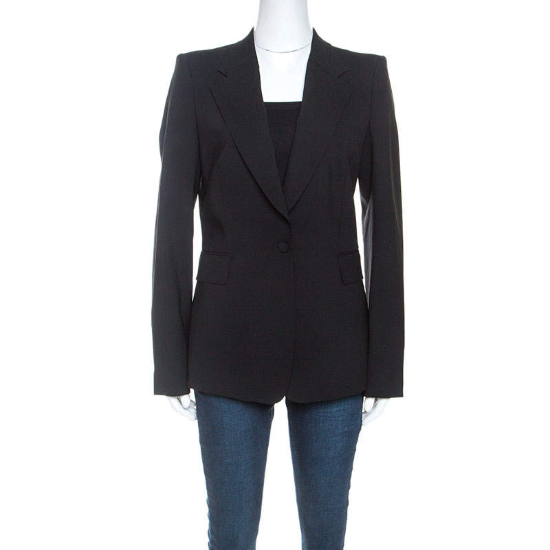 Pre Owned جاكيت بليزر روبرتو كافالي صوف أسود مفصل M