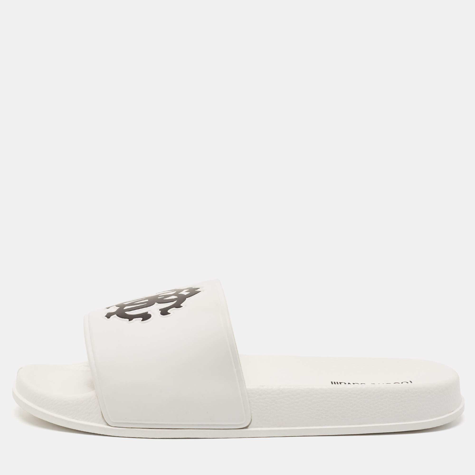 Roberto Cavalli White Rubber RC Logo Pool Slides Size 42