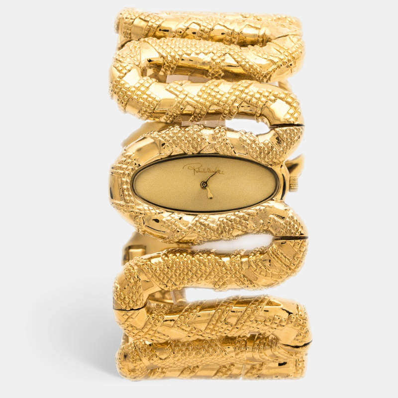 Roberto Cavalli Yellow Gold Plated Stainless Steel Cleopatra R7253195517 Women's Wristwatch 40 mm