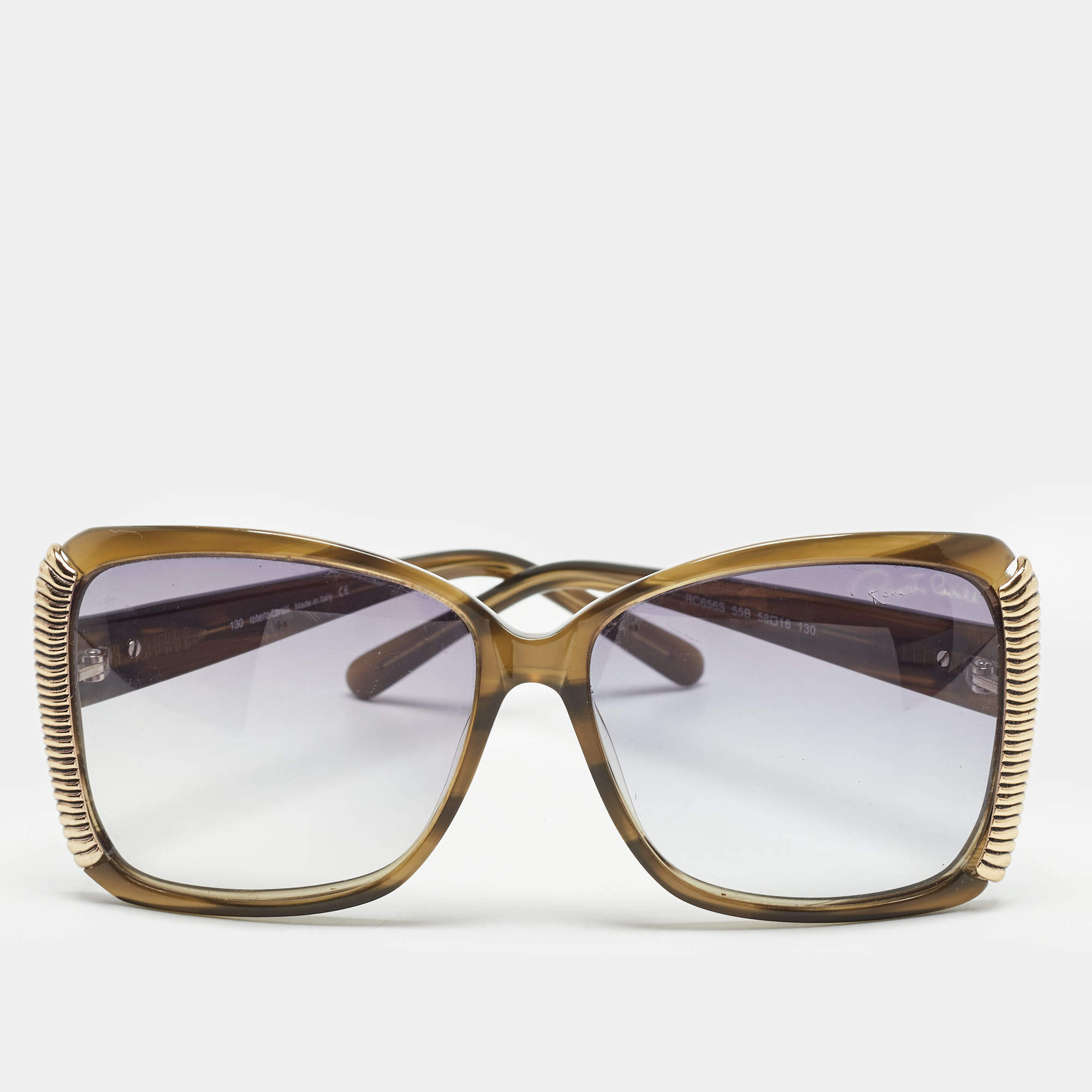 Pre Owned Roberto Cavalli Green/Grey Gradient RC656S Butterfly Sunglasses