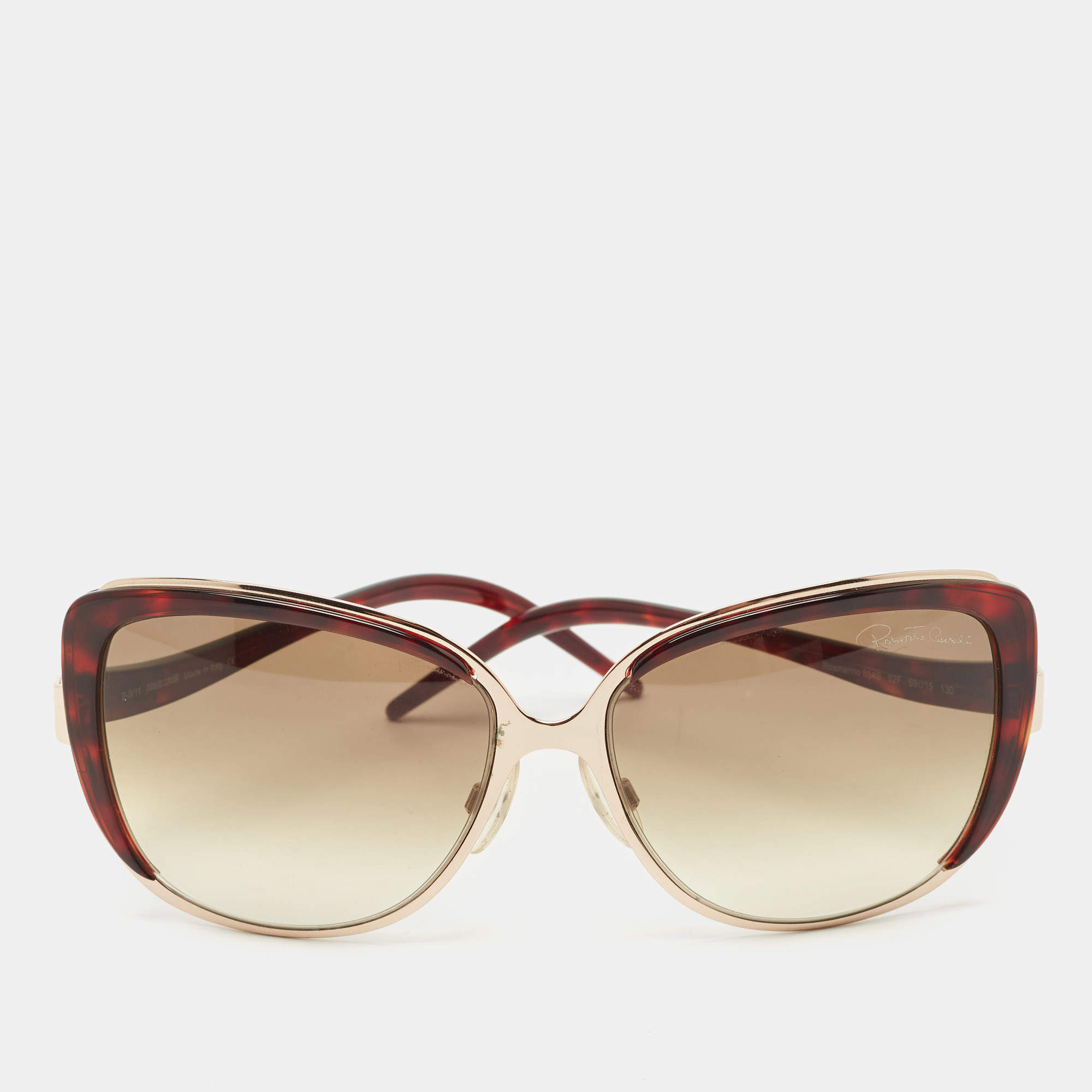 Pre Owned Roberto Cavalli Brown Gradient Rosmarino 654S Oversized Sunglasses