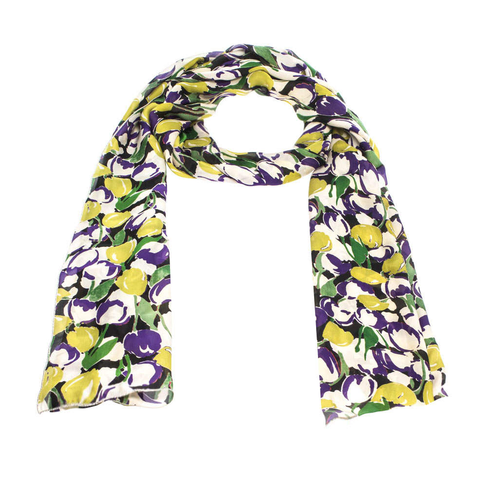 Pre Owned Roberto Cavalli Multicolor Abstract Floral Print Silk Scarf