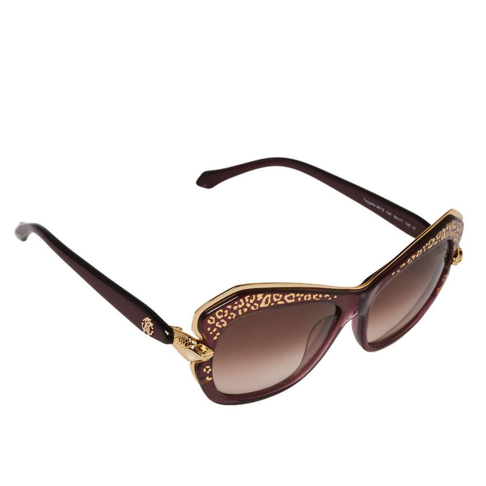 Pre Owned Roberto Cavalli Purple/ Brown Gradient Taygeta 981S Cateye Sunglasses