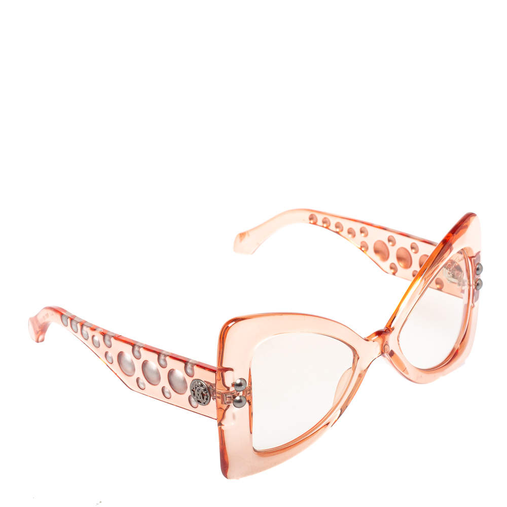 Pre Owned Roberto Cavalli Clear Pink/ Clear RC1055 Fiesole Butterfly Sunglasses