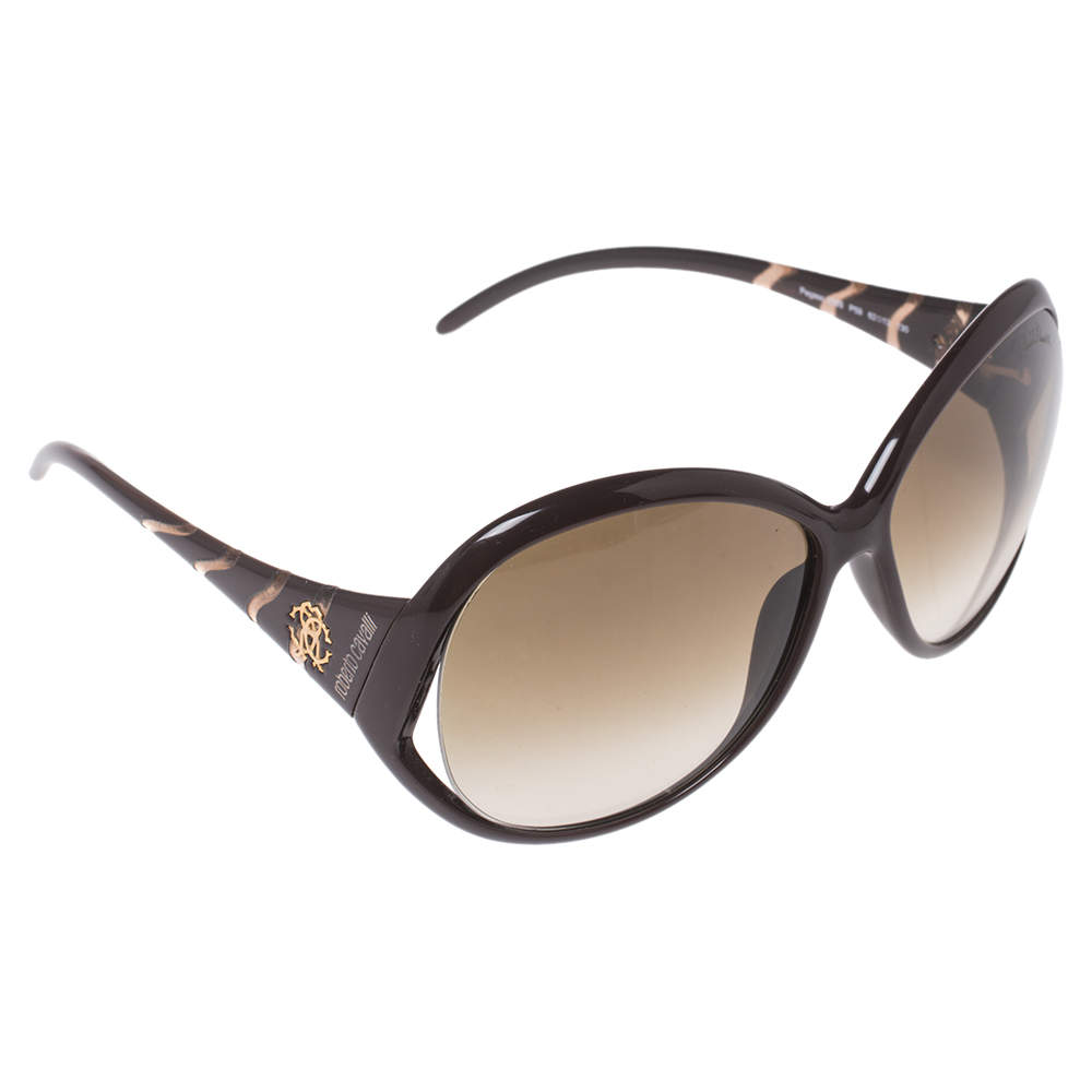 Pre Owned Roberto Cavalli Brown Pegaso 338S Oversized Sunglasses