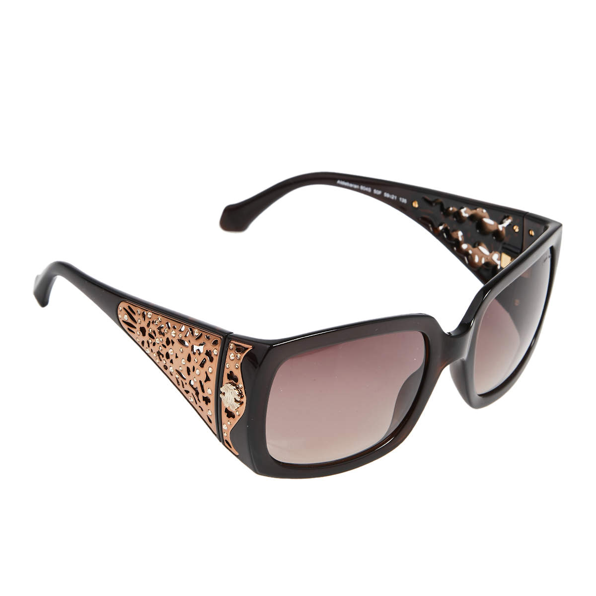 Pre Owned Roberto Cavalli Crystal Embellished / Brown Gradient Aldebaran 804S Square Sunglasses