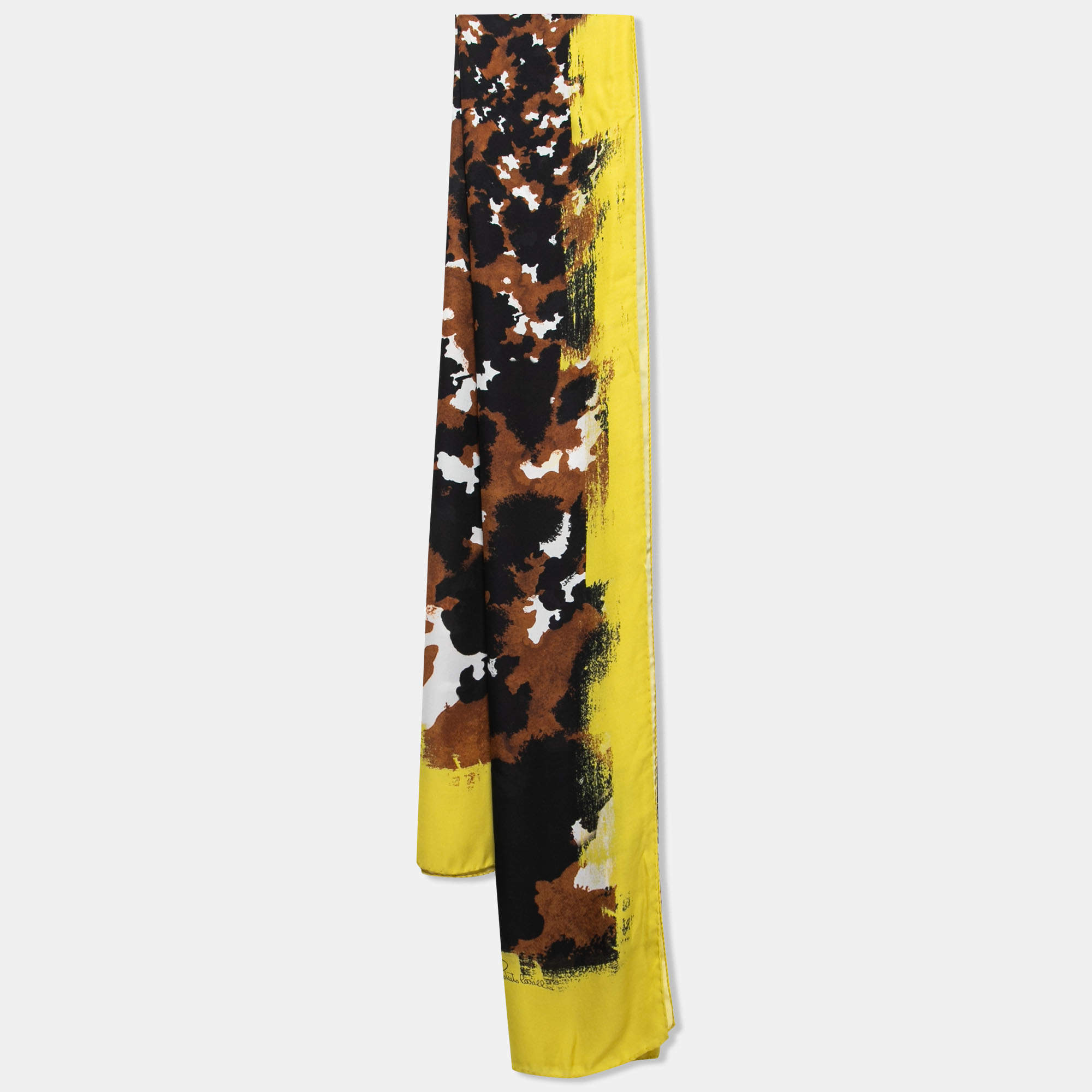 Roberto Cavalli Multicolor Camouflage Print Silk Shawl 