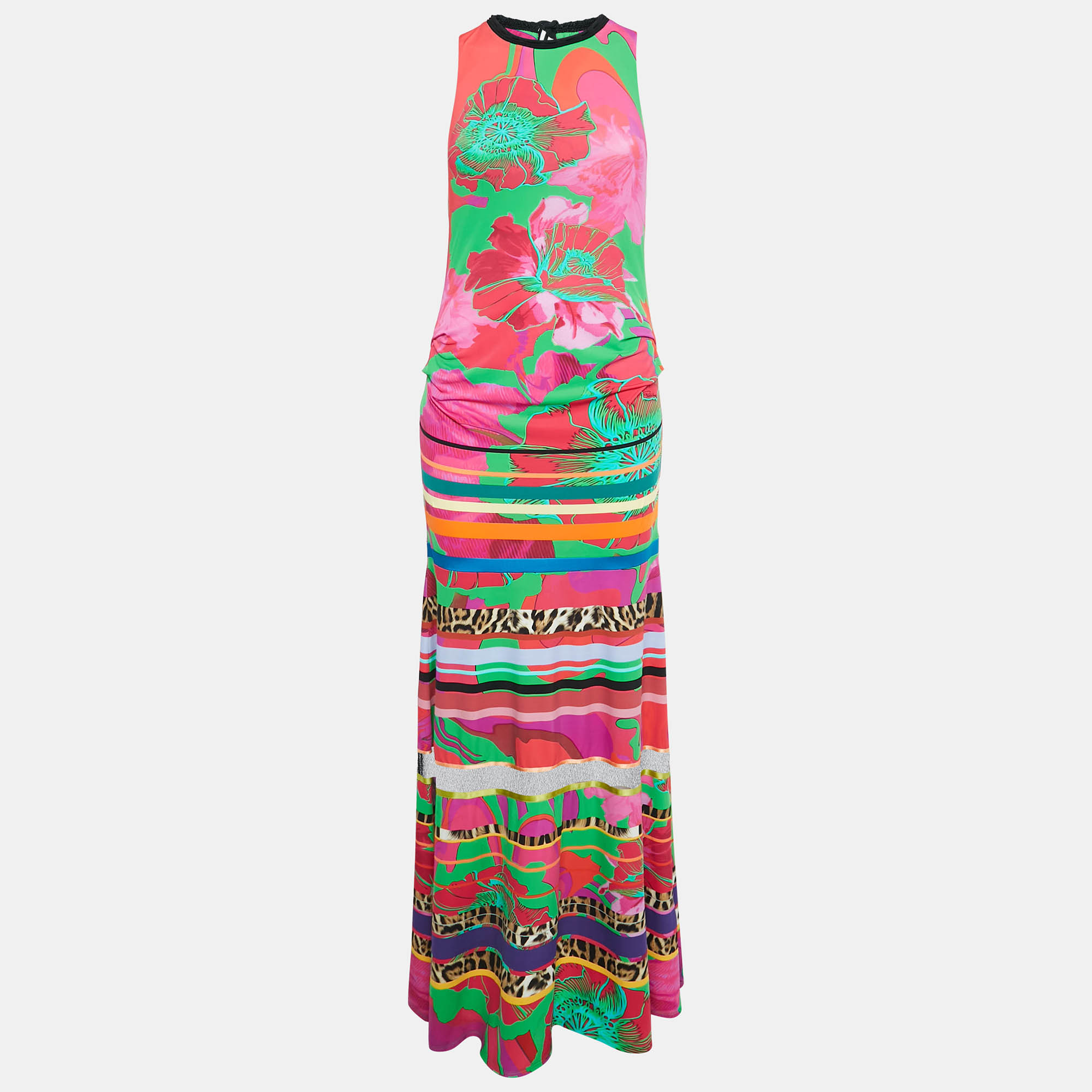 Pre Owned Roberto Cavalli Multicolor Jersey Sleeveless Maxi Dress M