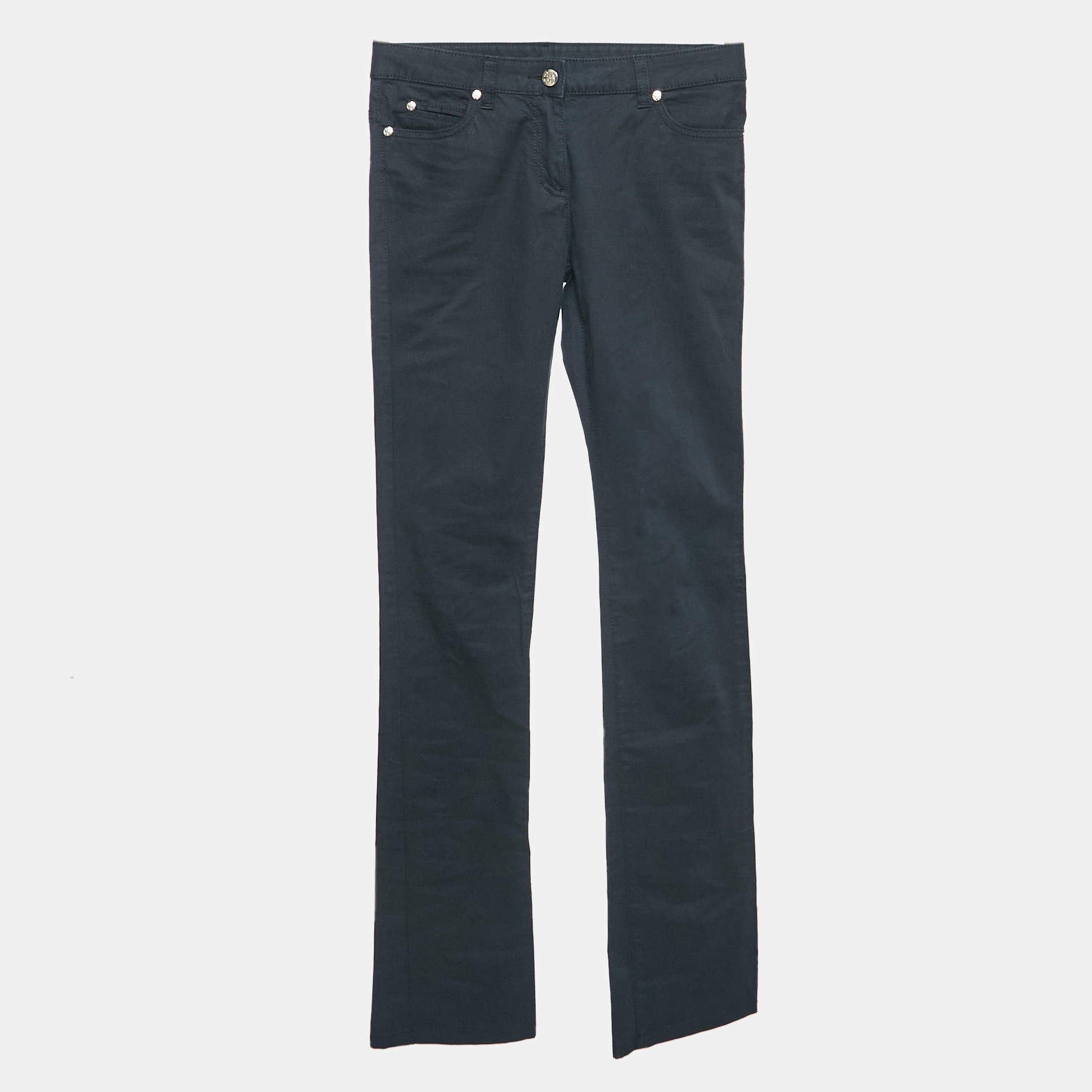 Pre Owned Roberto Cavalli Navy Blue Cotton Skinny Pants S