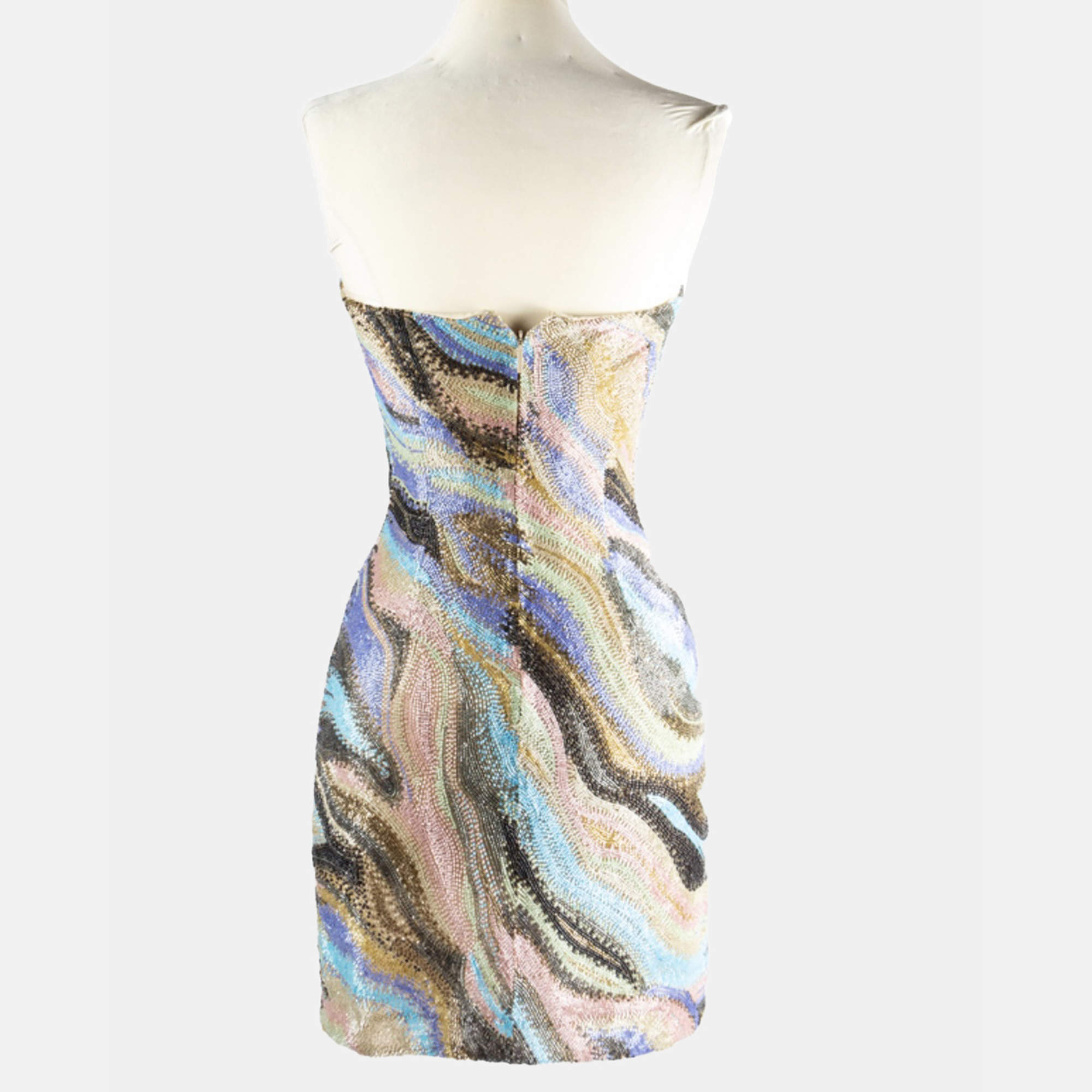 Pre Owned Roberto Cavalli Multicolor Beaded Mini Dress IT 38