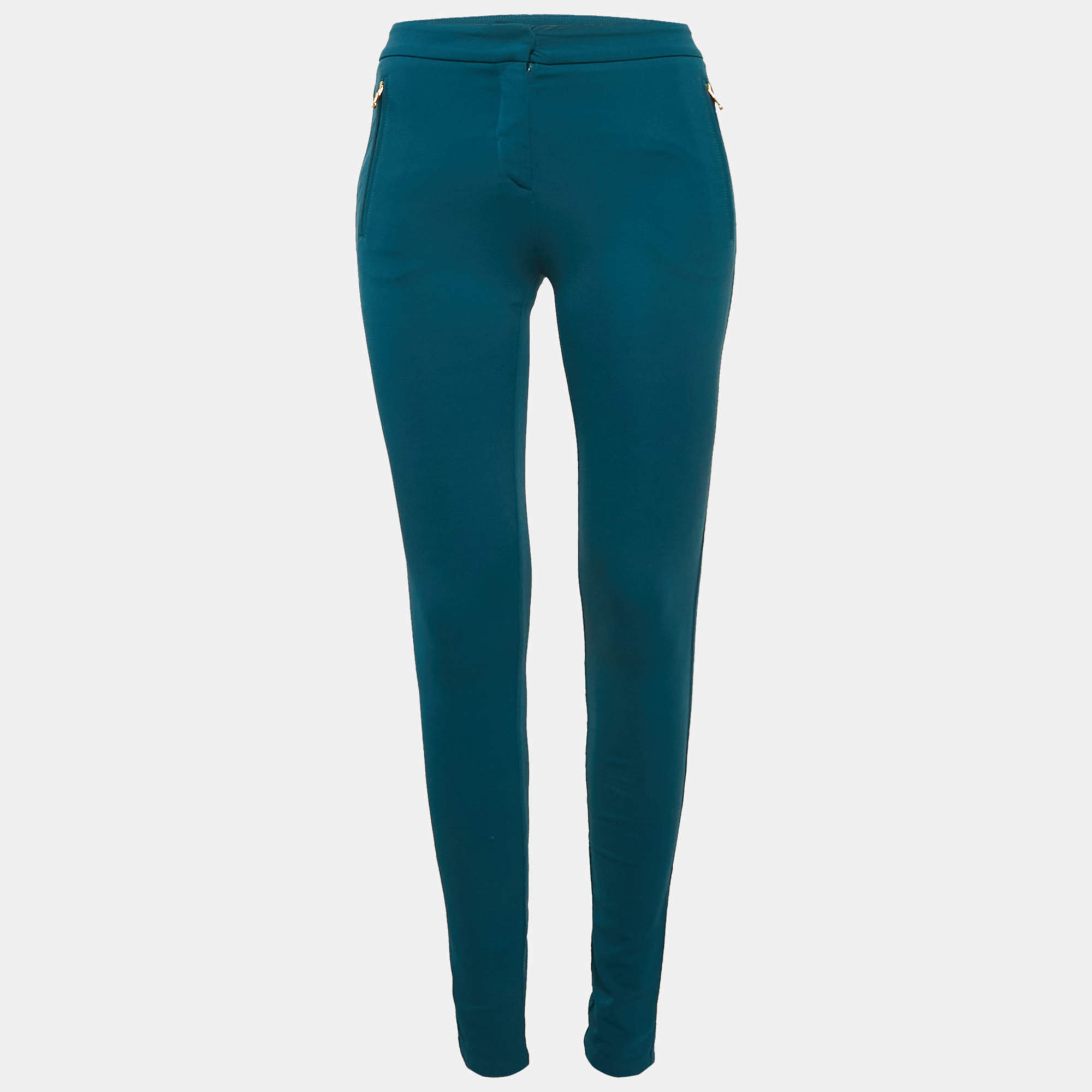 Roberto Cavalli Blue Stretch Crepe Skinny Trousers S
