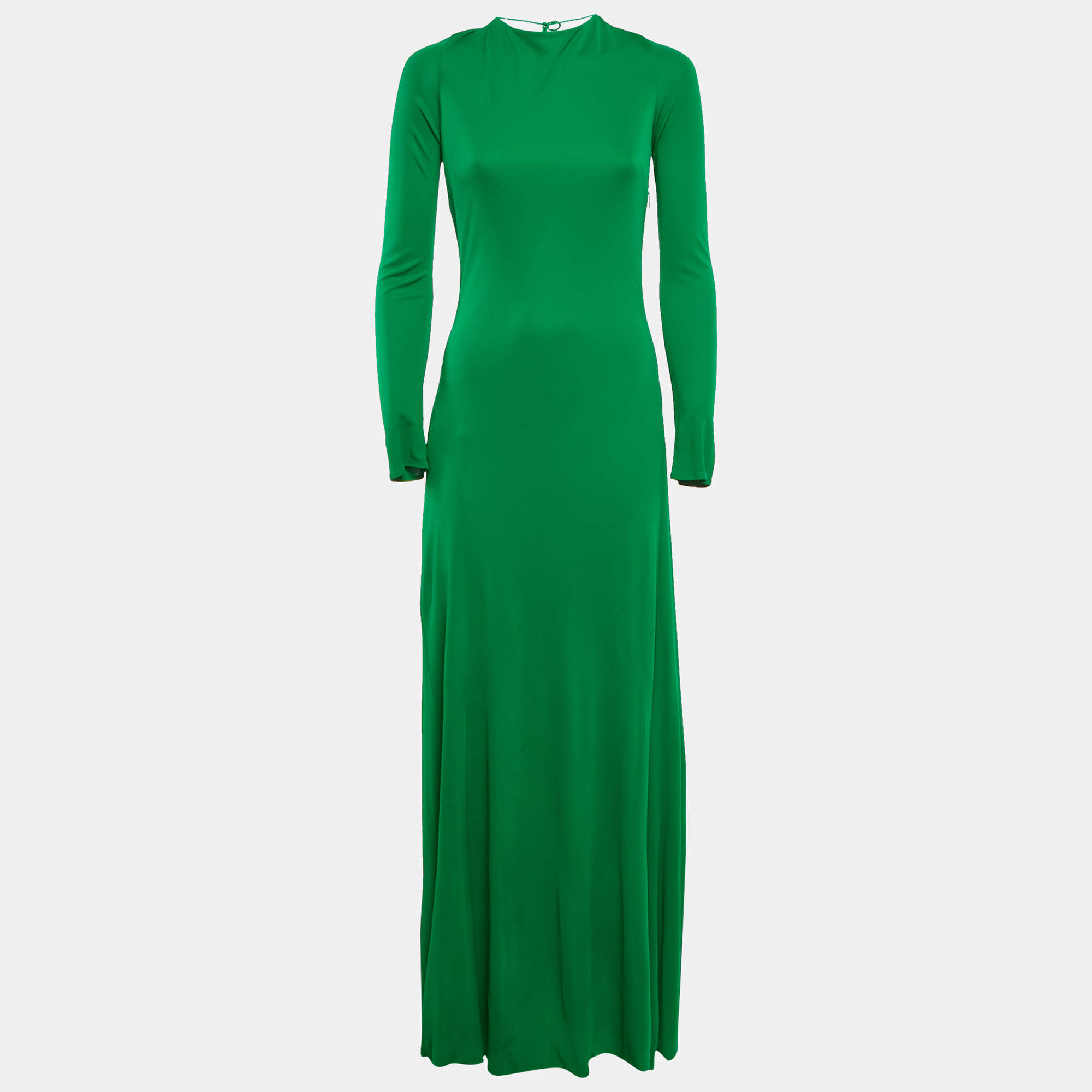 Roberto Cavalli Green Jersey Wrap Gown M