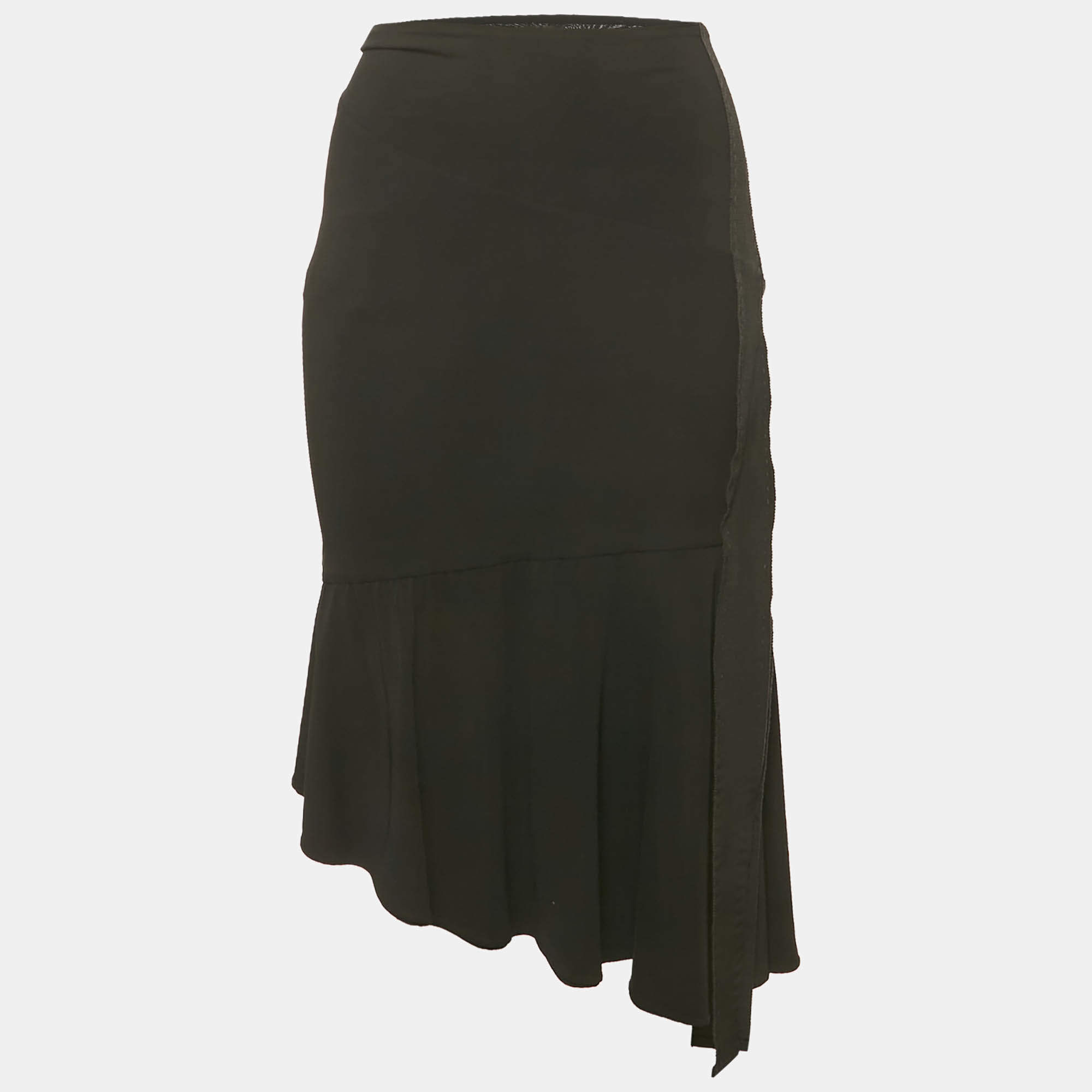 Pre Owned Roberto Cavalli Black Jersey Flared Short Skirt M