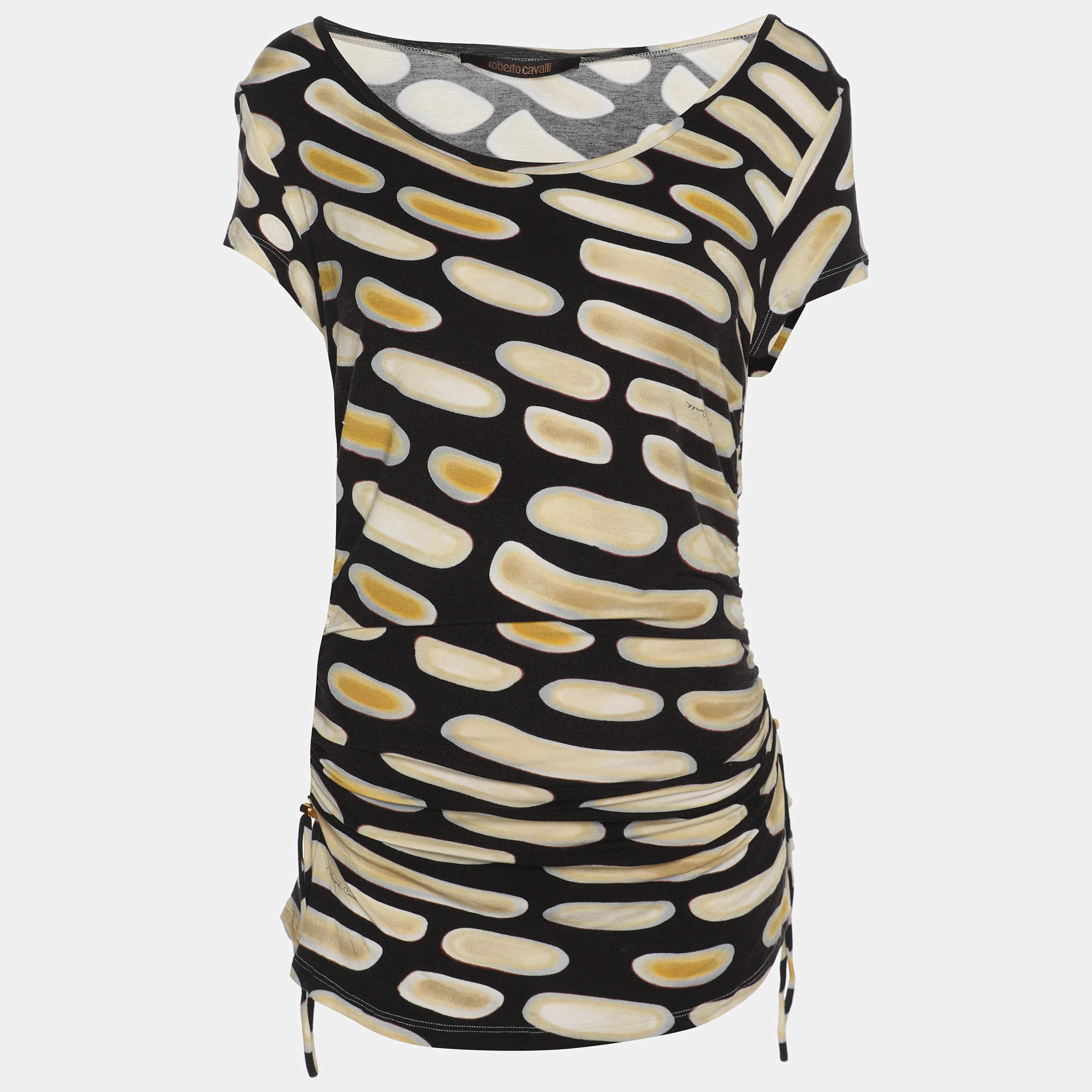 Pre Owned Roberto Cavalli Multicolor Jersey Ruched Top L