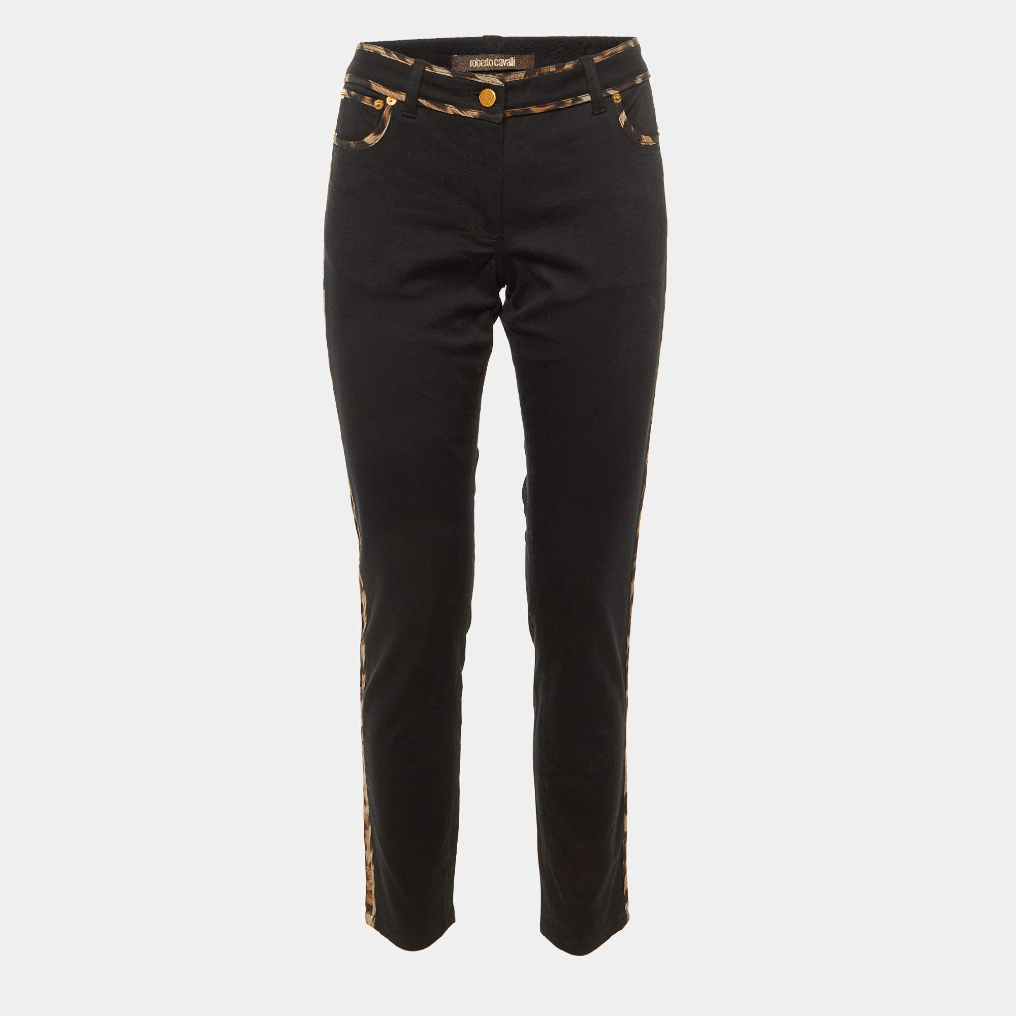 Pre Owned Roberto Cavalli Black Denim Slim Fit Jeans M/Waist 32"