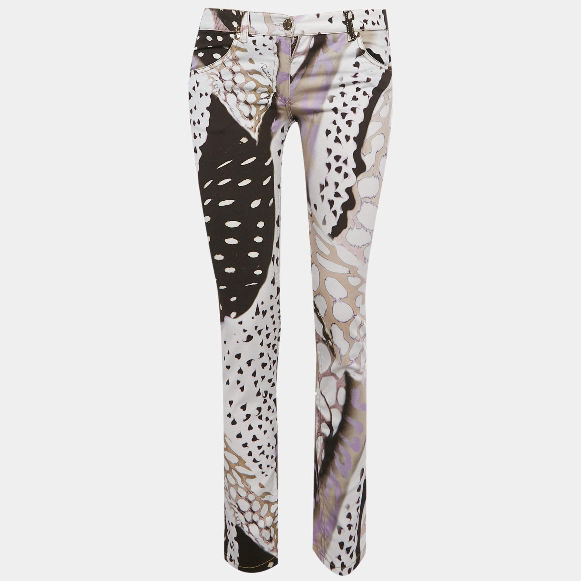 مملوكة مسبقًا Roberto Cavalli Multicolor Printed Denim Jeans XS Waist 28"