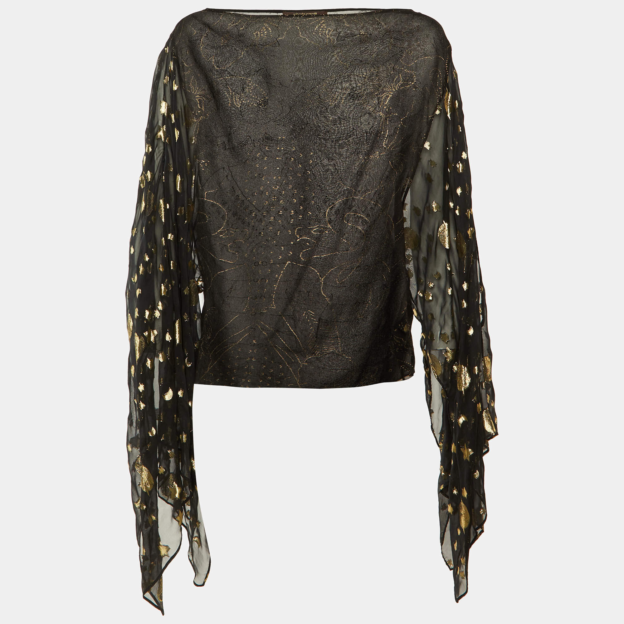 Pre Owned Roberto Cavalli Black Silk Top S