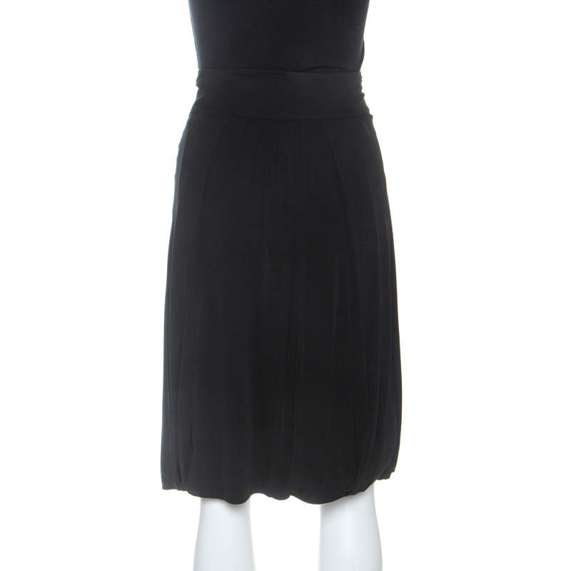 Pre Owned Roberto Cavalli Black Knit Gathered Detail Skirt S